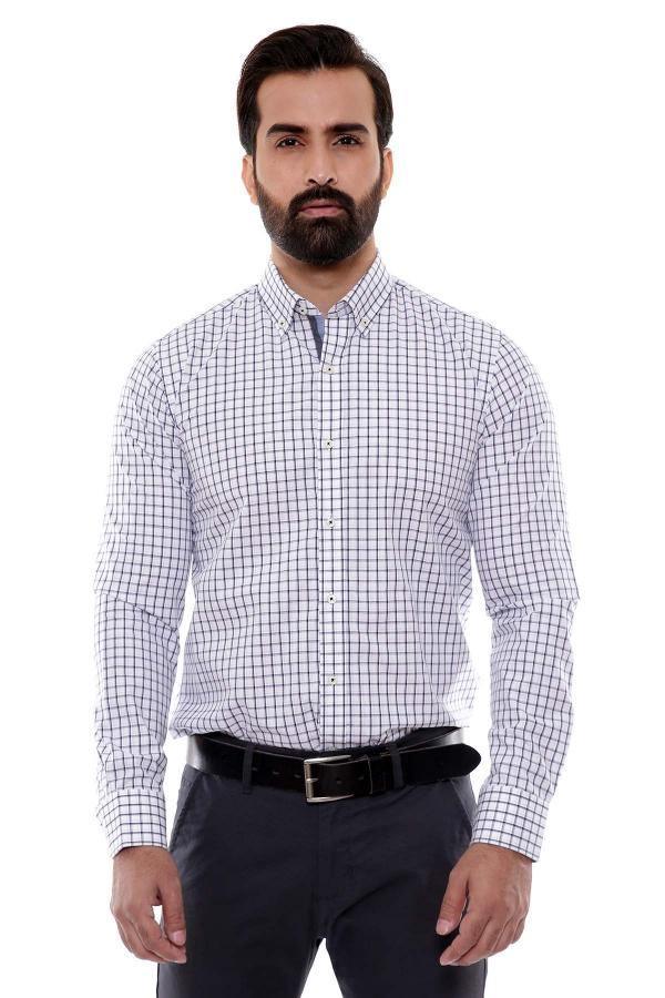 SEMI FORMAL SHIRTS BUTTON DOWN FULL SLEEVE OFF WHITE at Charcoal Clothing