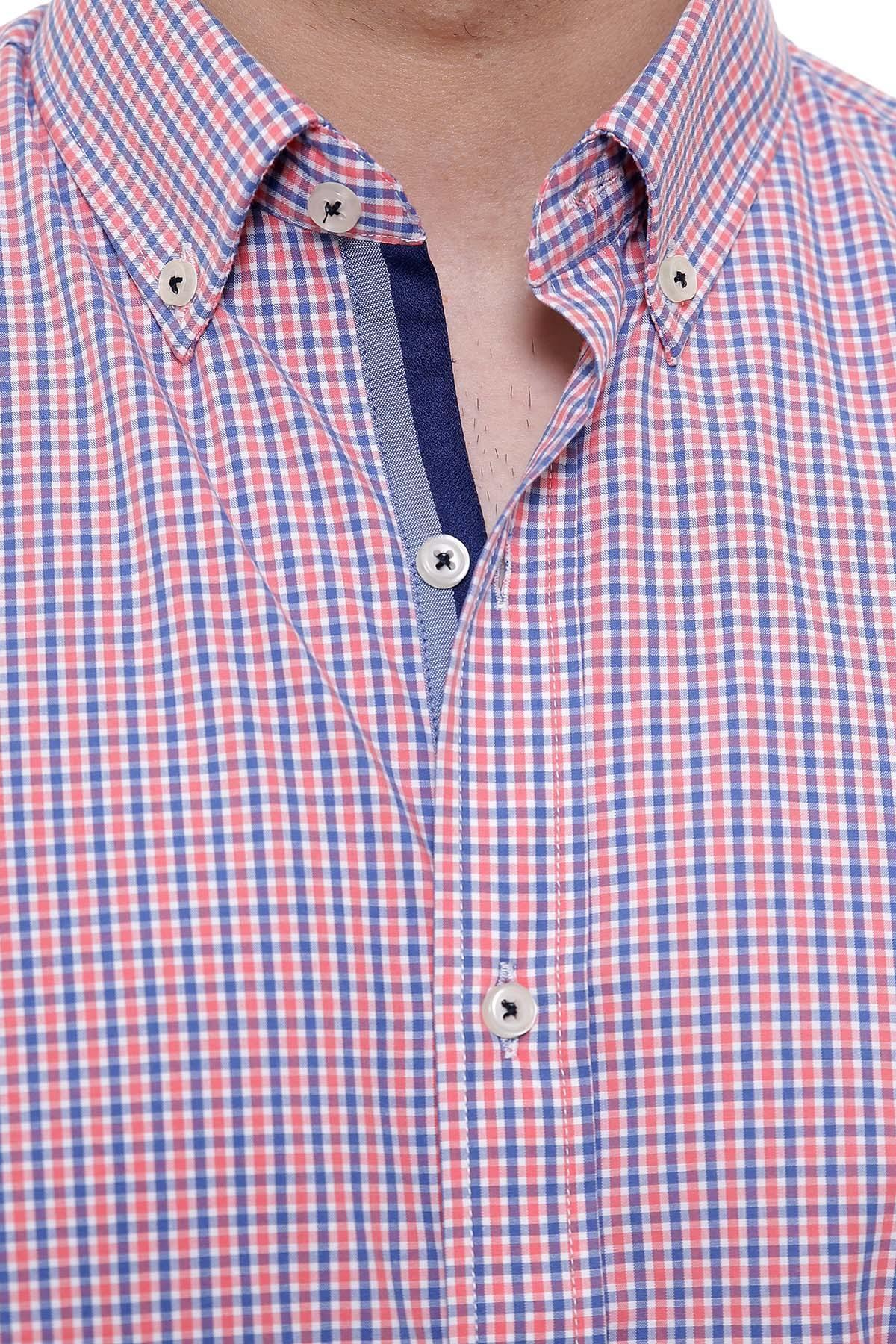 SEMI FORMAL SHIRTS BUTTON DOWN FULL SLEEVE RED NAVY at Charcoal Clothing