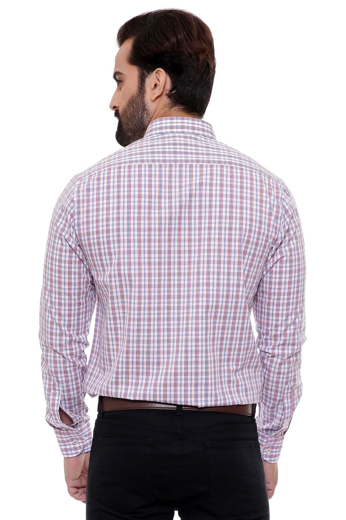 SEMI FORMAL SHIRTS BUTTON DOWN FULL SLEEVE RED WHITE at Charcoal Clothing