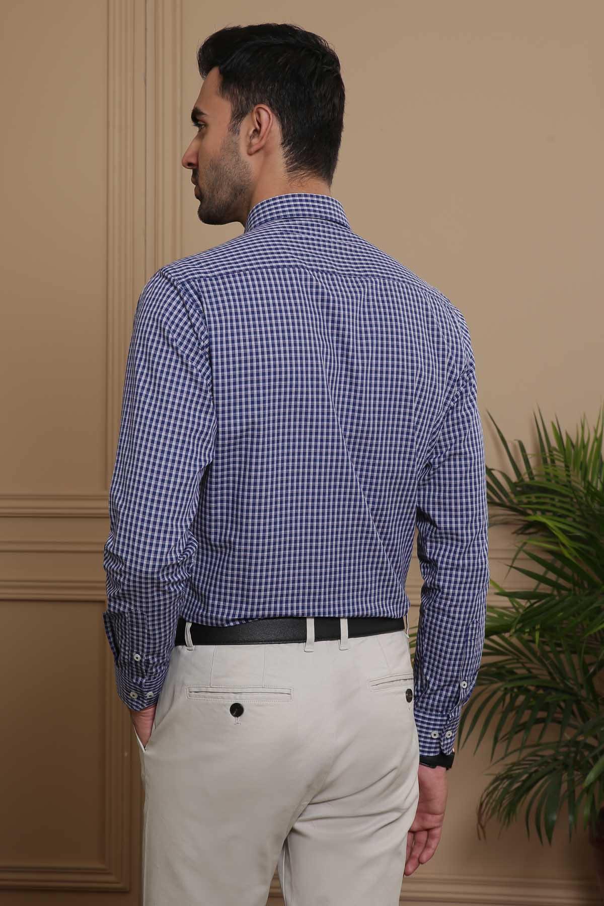 SEMI FORMAL SHIRTS BUTTON DOWN FULL SLEEVE SLIM FIT NAVY at Charcoal Clothing