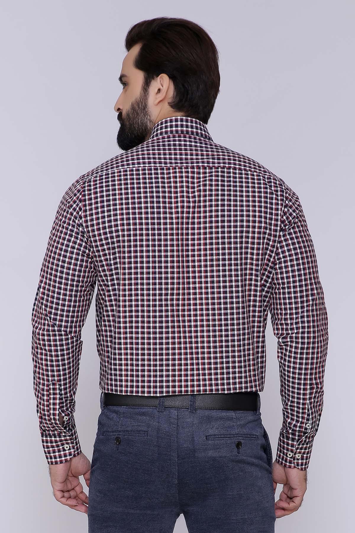 SEMI FORMAL SHIRTS BUTTON DOWN FULL WINTER SLEEVE MAROON NAVY at Charcoal Clothing
