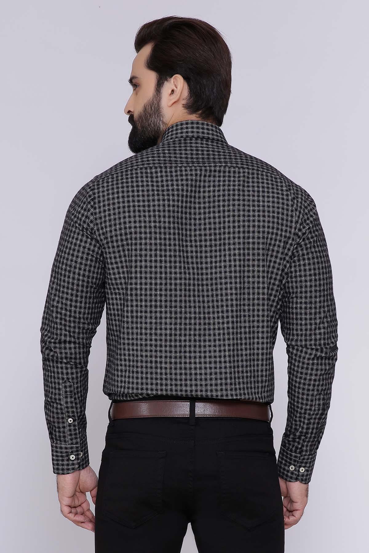 SEMI FORMAL SHIRTS BUTTON DOWN WINTER FULL SLEEVE BLACK at Charcoal Clothing