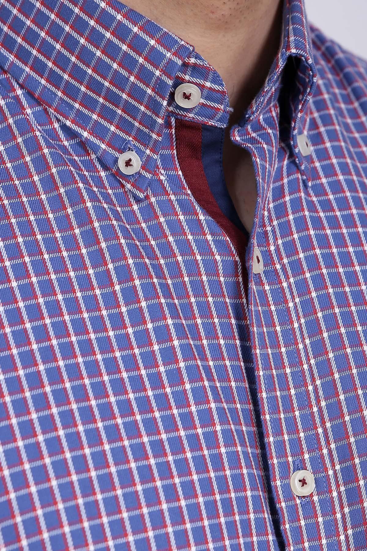 SEMI FORMAL SHIRTS BUTTON DOWN WINTER FULL SLEEVE BLUE at Charcoal Clothing