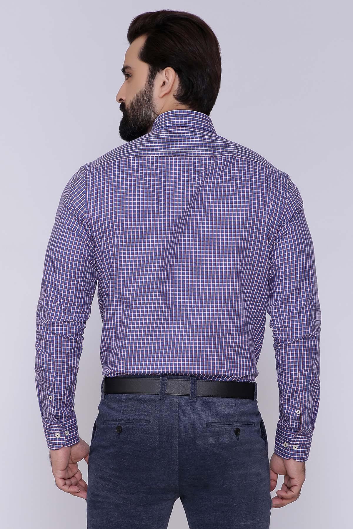 SEMI FORMAL SHIRTS BUTTON DOWN WINTER FULL SLEEVE BLUE at Charcoal Clothing
