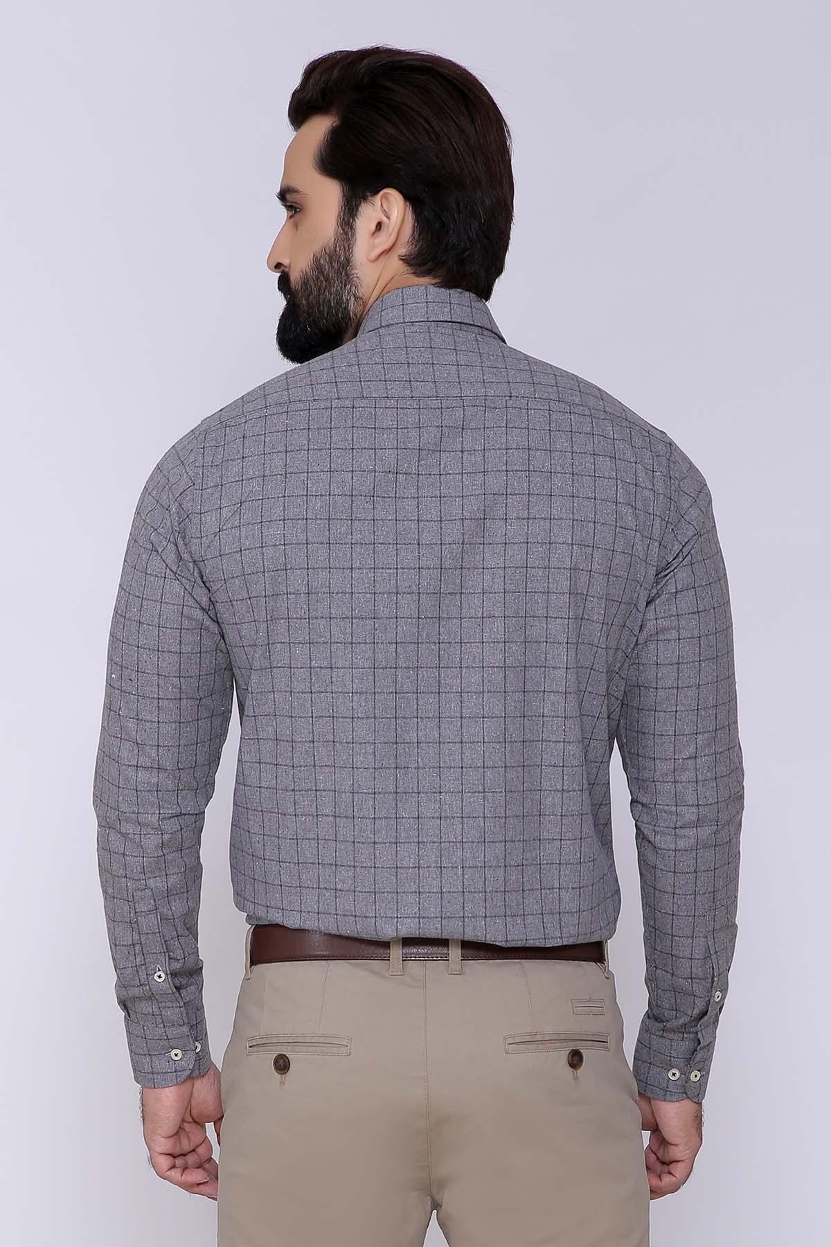 SEMI FORMAL SHIRTS BUTTON DOWN WINTER FULL SLEEVE GREY at Charcoal Clothing