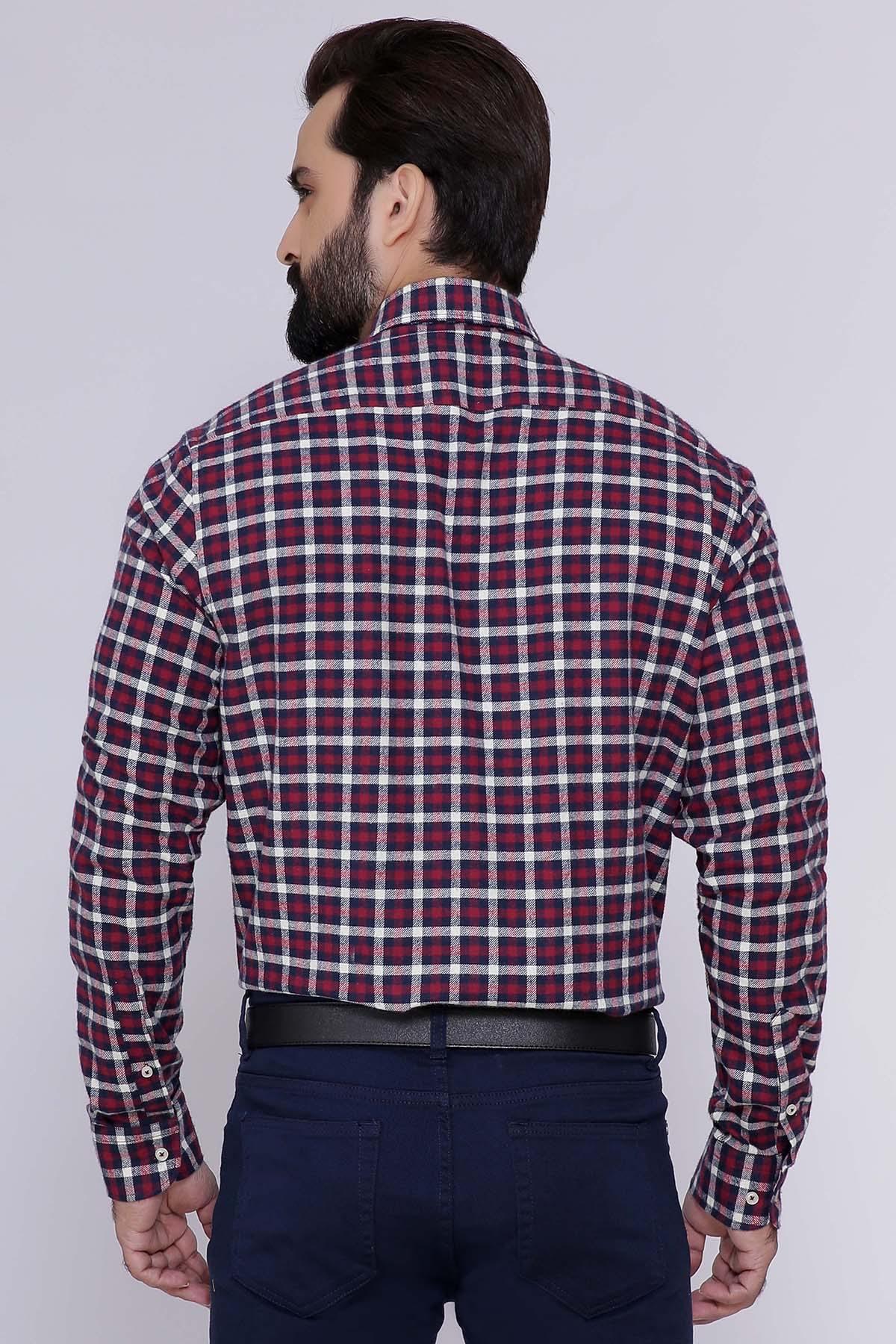 SEMI FORMAL SHIRTS BUTTON DOWN WINTER FULL SLEEVE MAROON NAVY at Charcoal Clothing