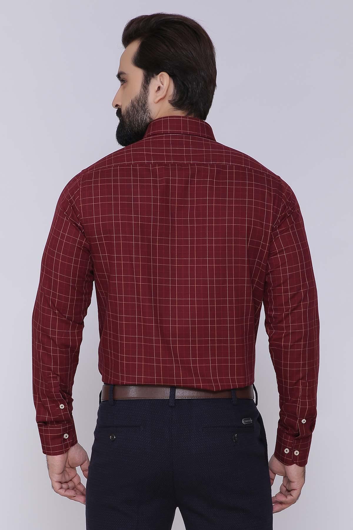 SEMI FORMAL SHIRTS BUTTON DOWN WINTER FULL SLEEVE MAROON at Charcoal Clothing