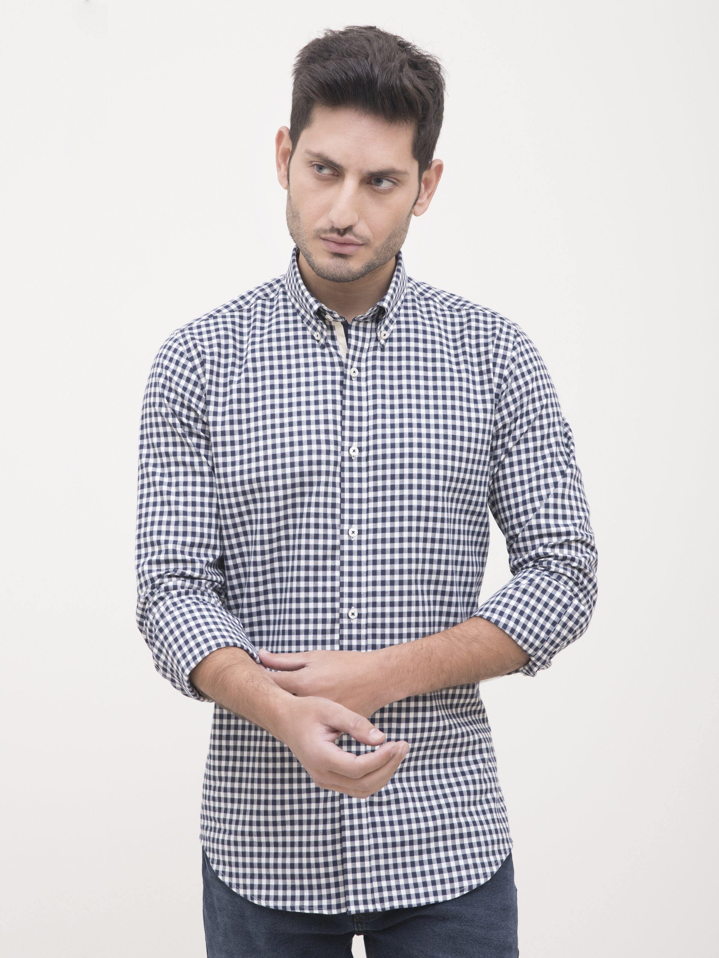 SEMI FORMAL SHIRTS NAVY WHITE at Charcoal Clothing
