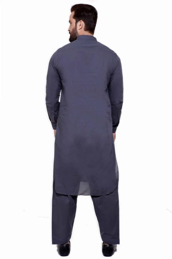 SHALWAR KAMEEZ BAN COLLAR DARK GREY at Charcoal Clothing