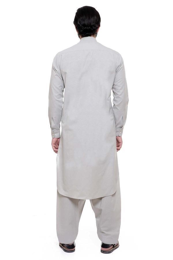 SHALWAR KAMEEZ BAN COLLAR LIGHT GREY at Charcoal Clothing