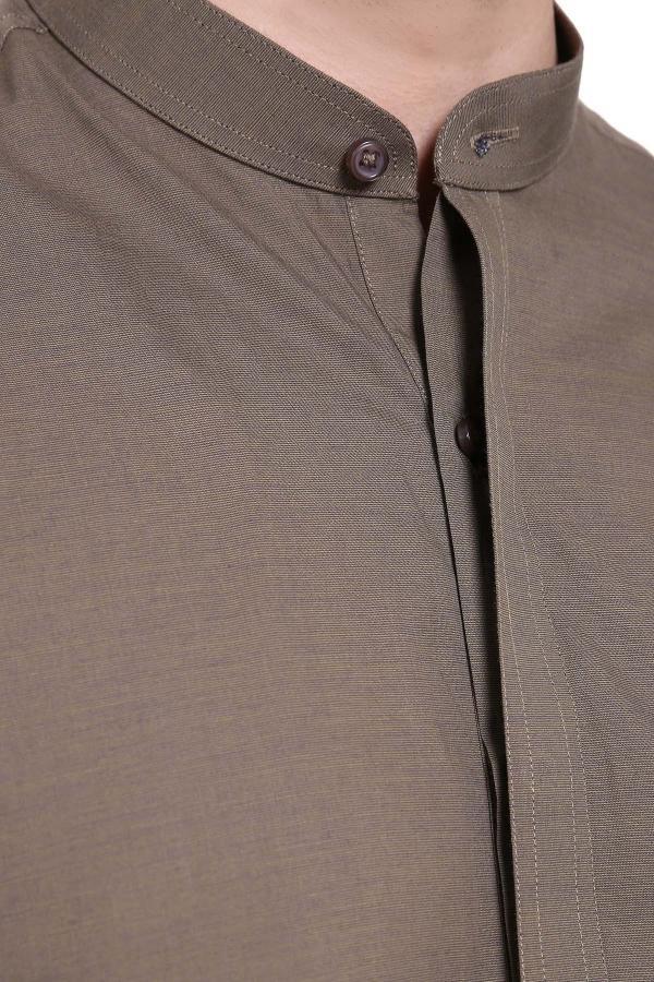 Band collar shalwar kameez neckline with button and placket detail