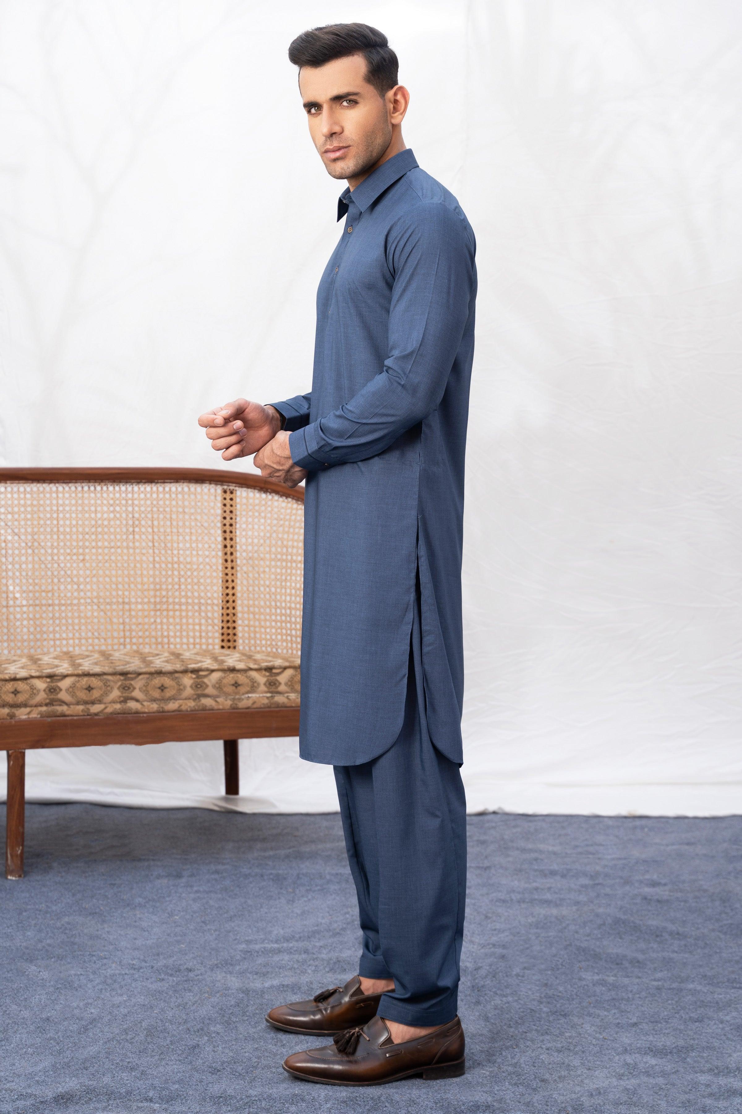 SHALWAR KAMEEZ BLUE MELANGE at Charcoal Clothing