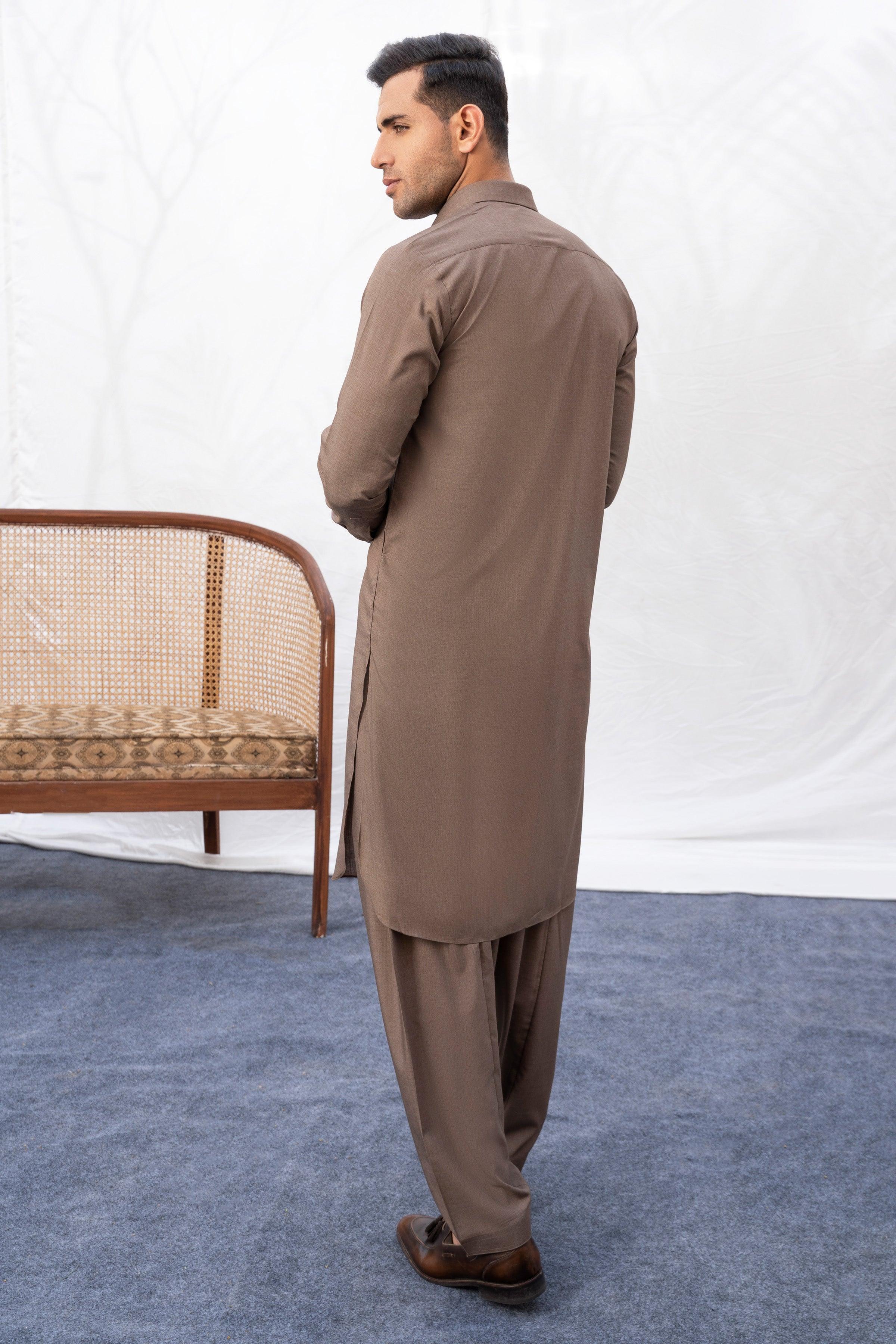 SHALWAR KAMEEZ BROWN MELANGE at Charcoal Clothing