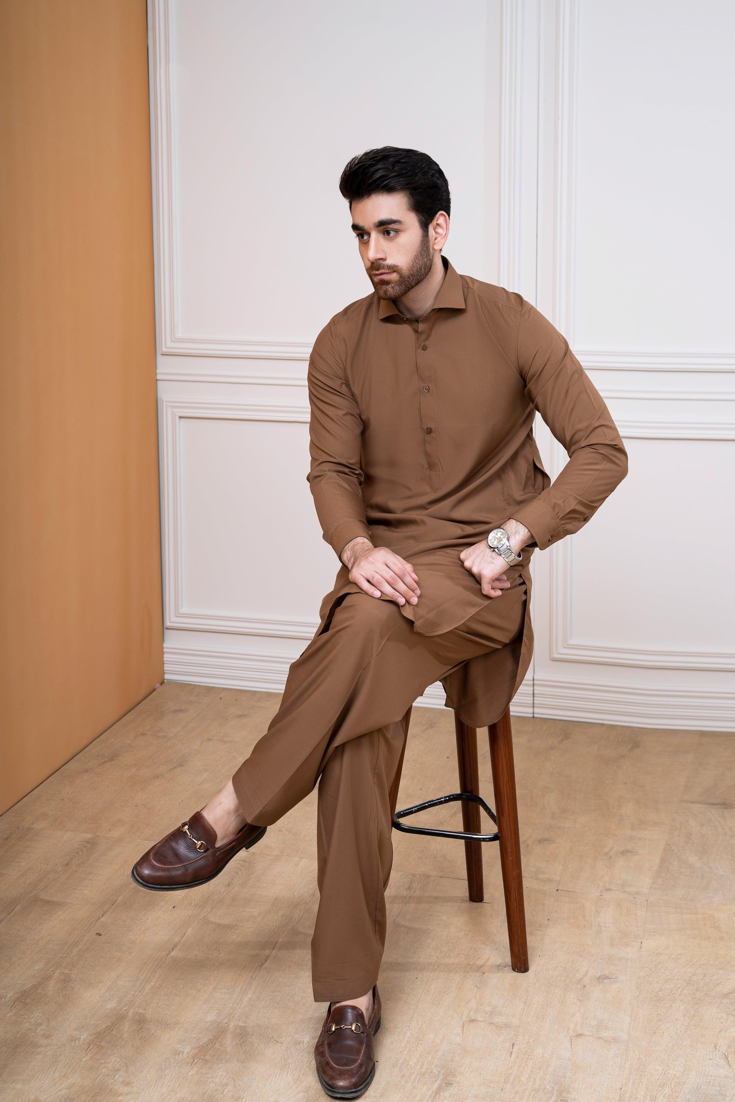 SHALWAR KAMEEZ D KHAKI at Charcoal Clothing