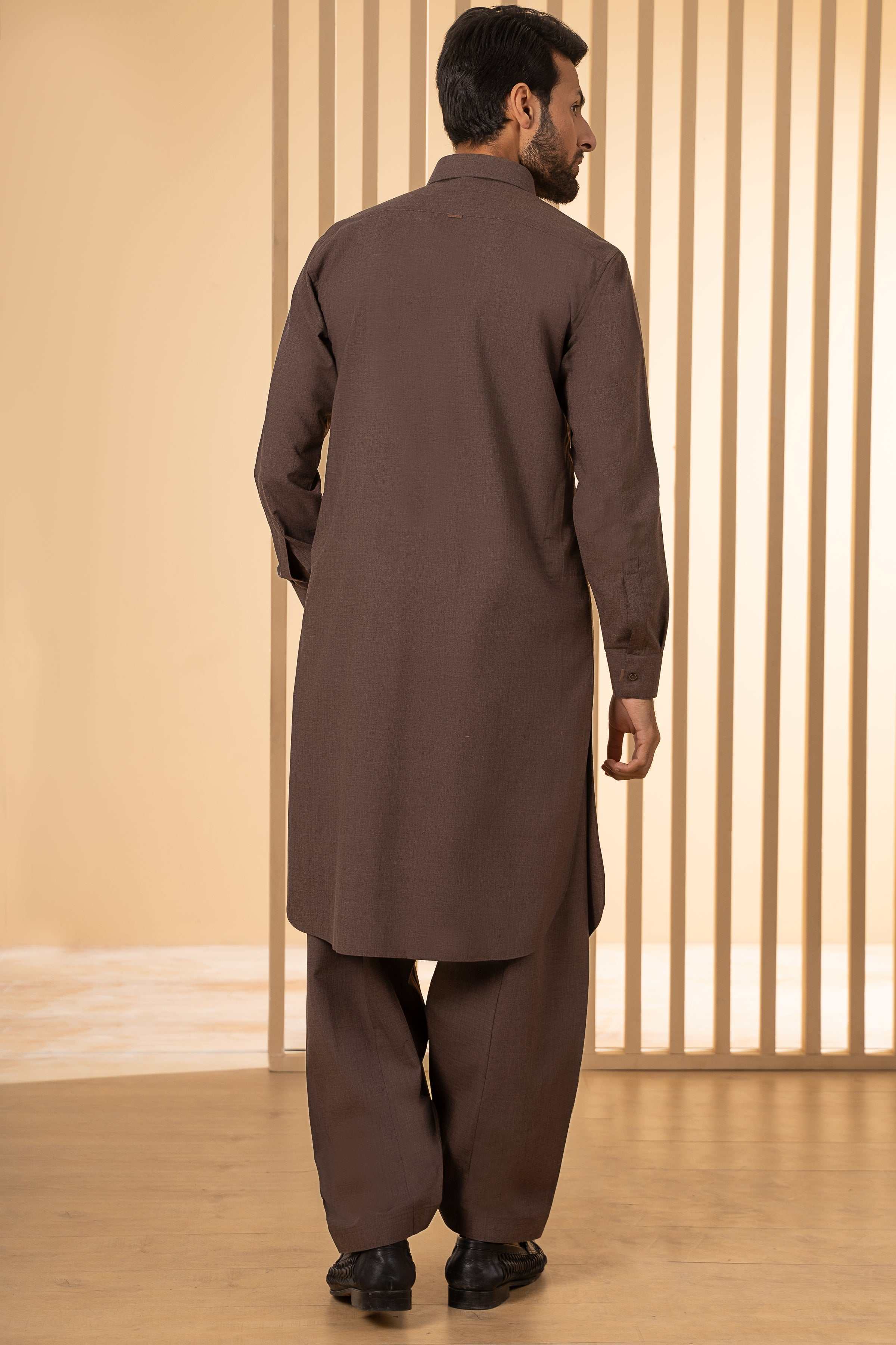 SHALWAR KAMEEZ DARK BROWN MELANGE at Charcoal Clothing