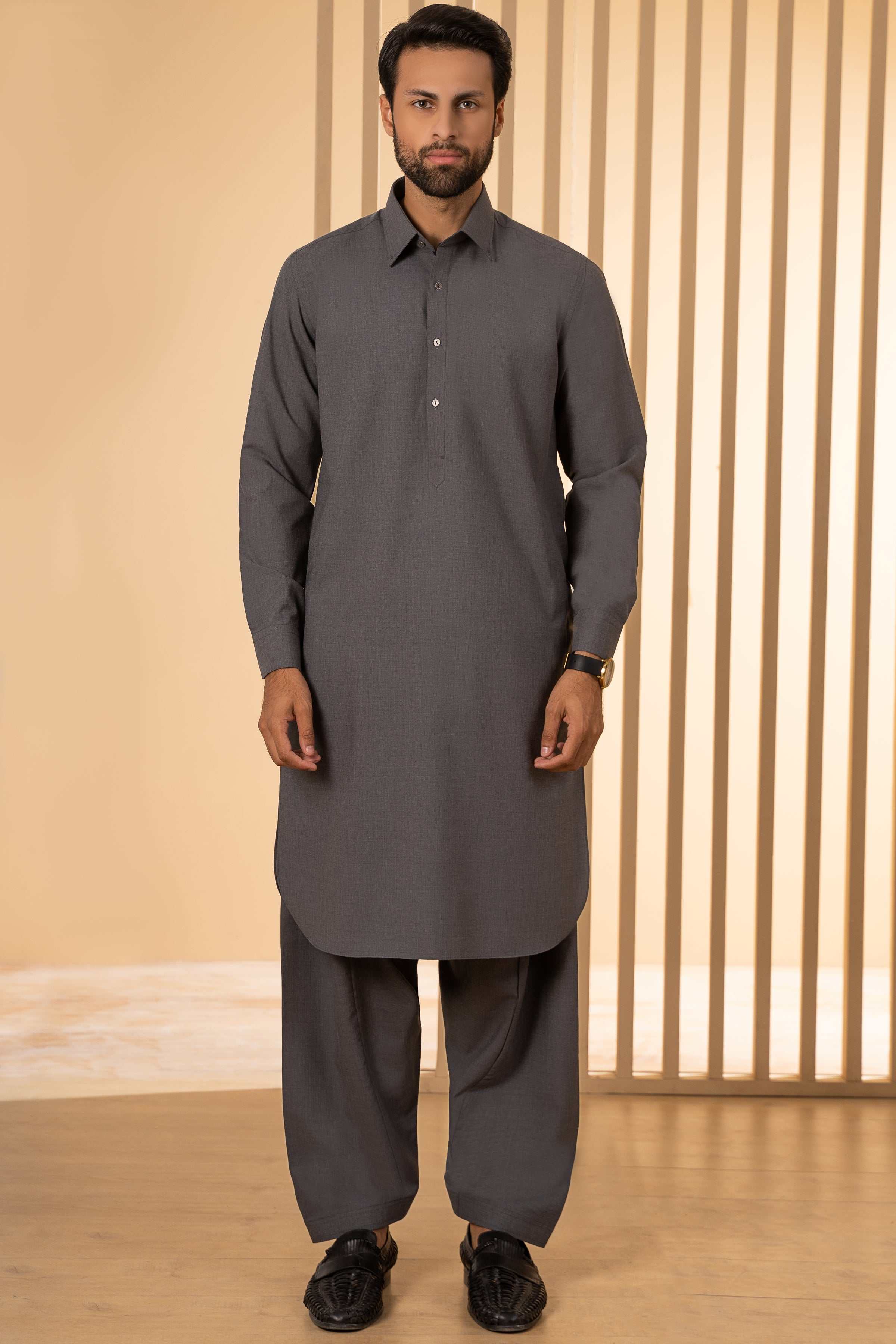 SHALWAR KAMEEZ LIGHT GREY MELANGE at Charcoal Clothing