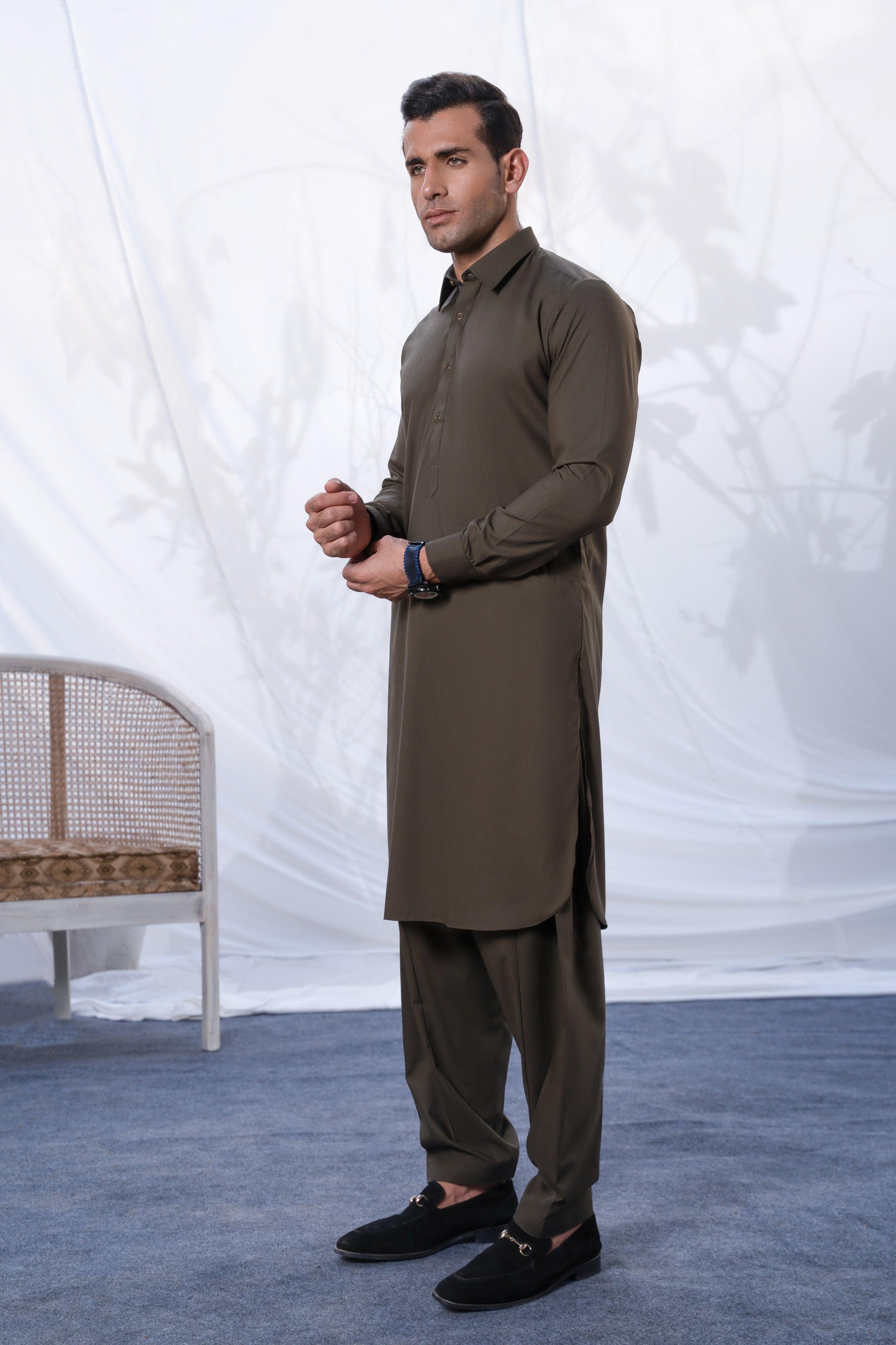 SHALWAR KAMEEZ OLIVE at Charcoal Clothing