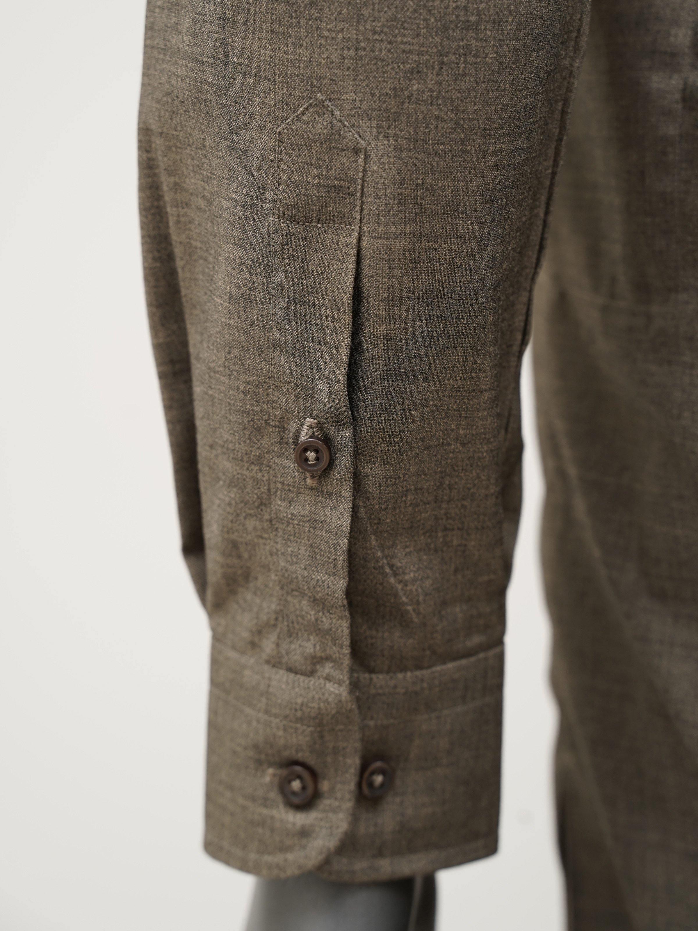 Olive green shalwar kameez cuff with two buttons, side seam detail