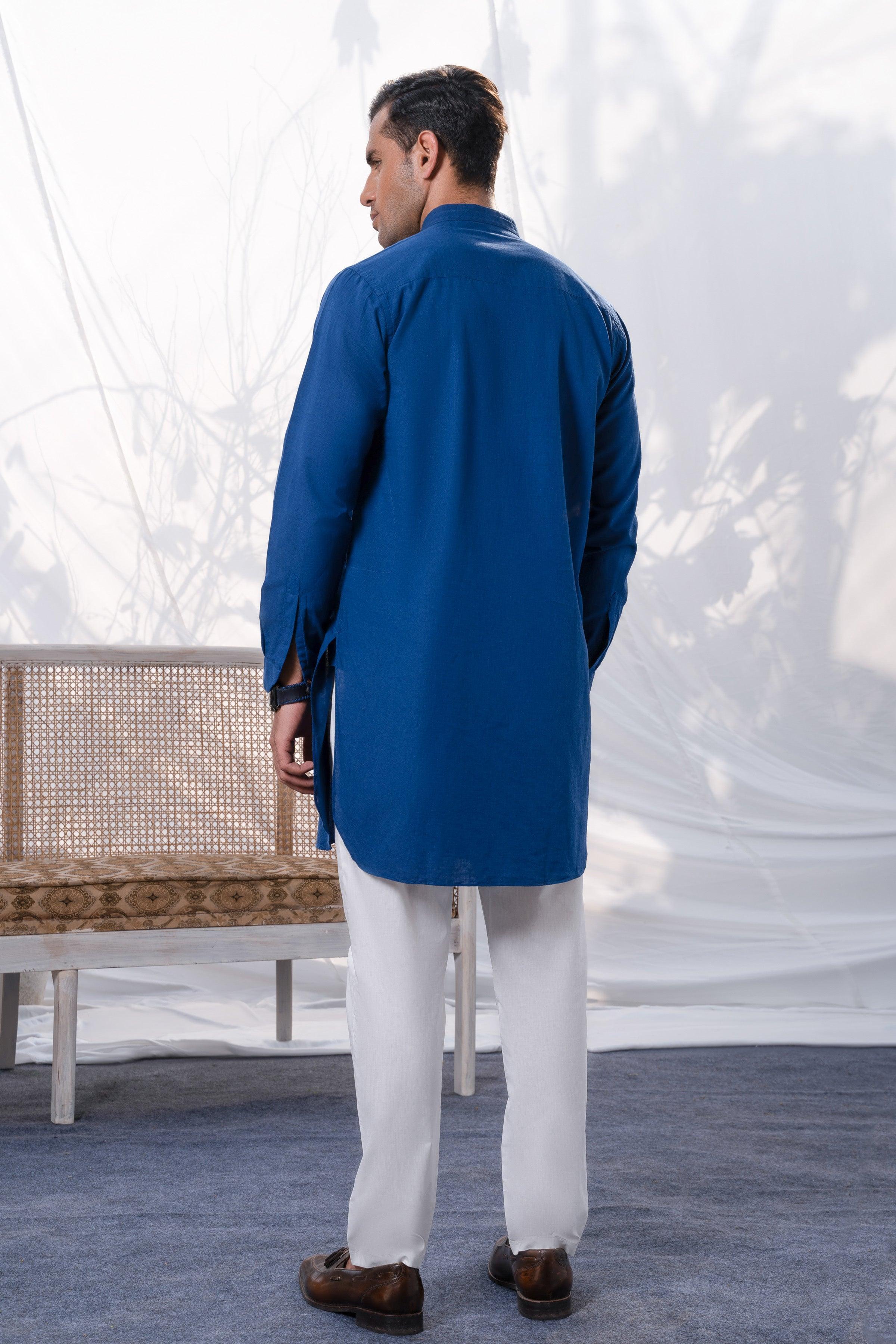 SHORT KURTA ROYAL BLUE at Charcoal Clothing