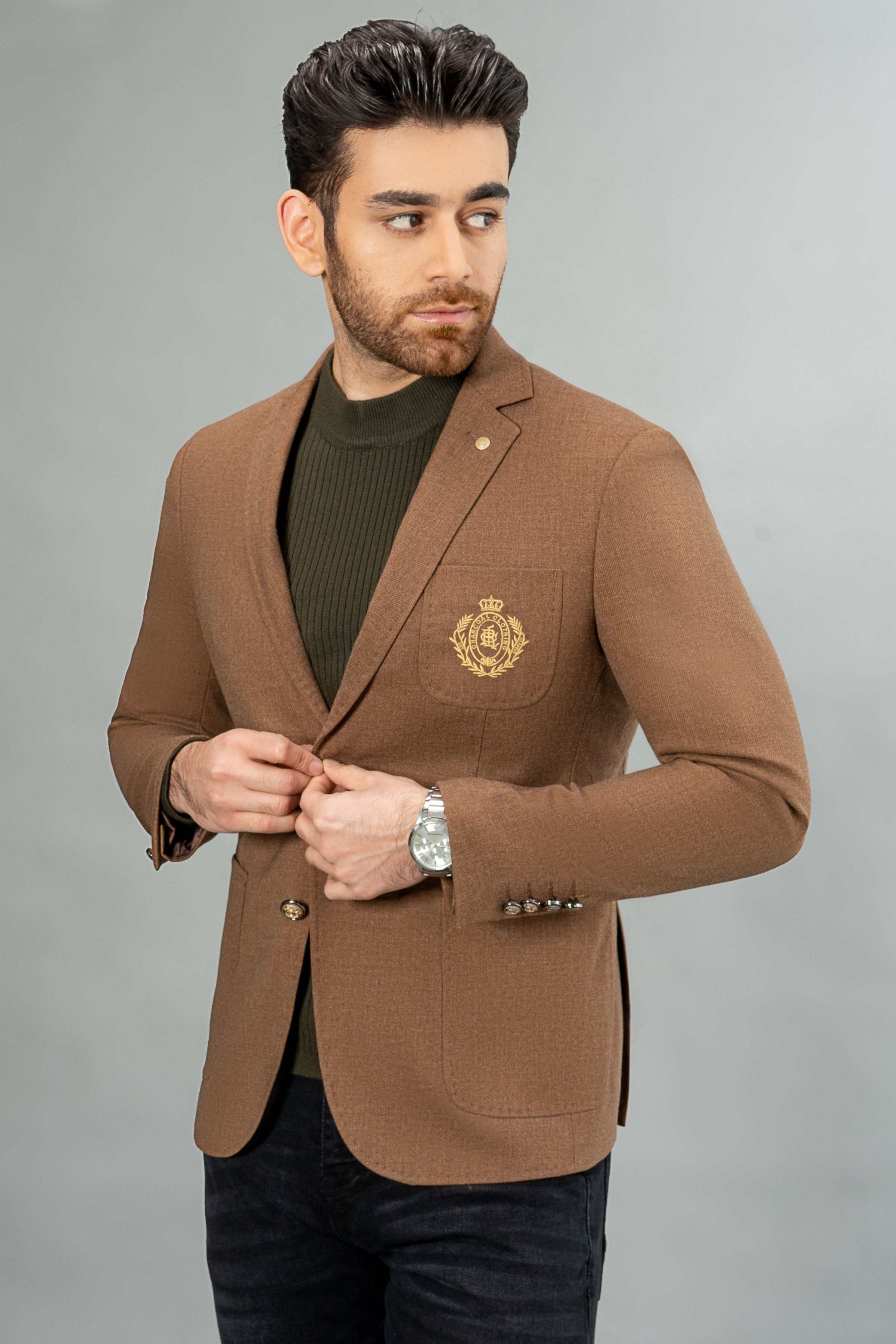 SIGNATURE CASUAL COAT BROWN at Charcoal Clothing