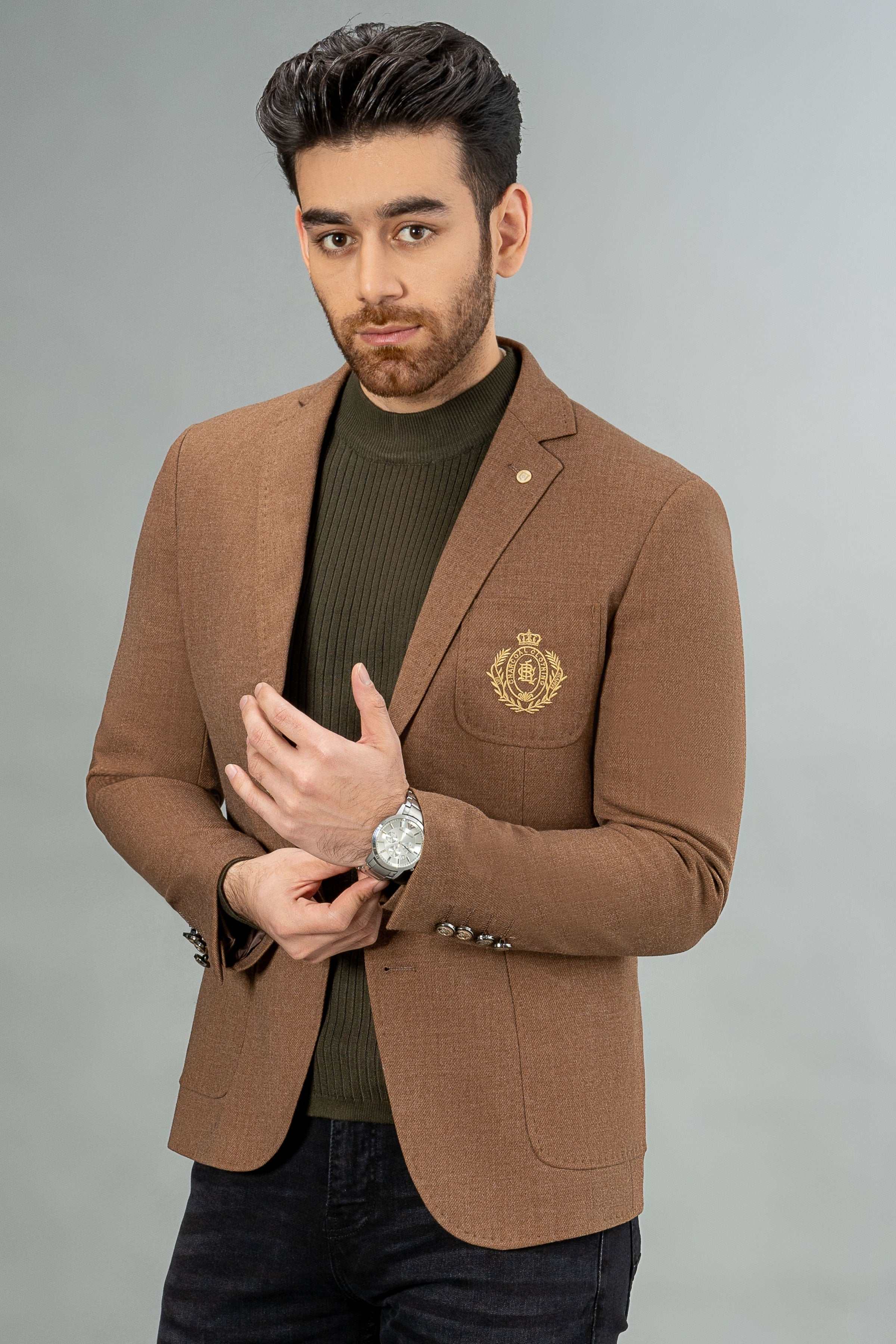 SIGNATURE CASUAL COAT BROWN at Charcoal Clothing