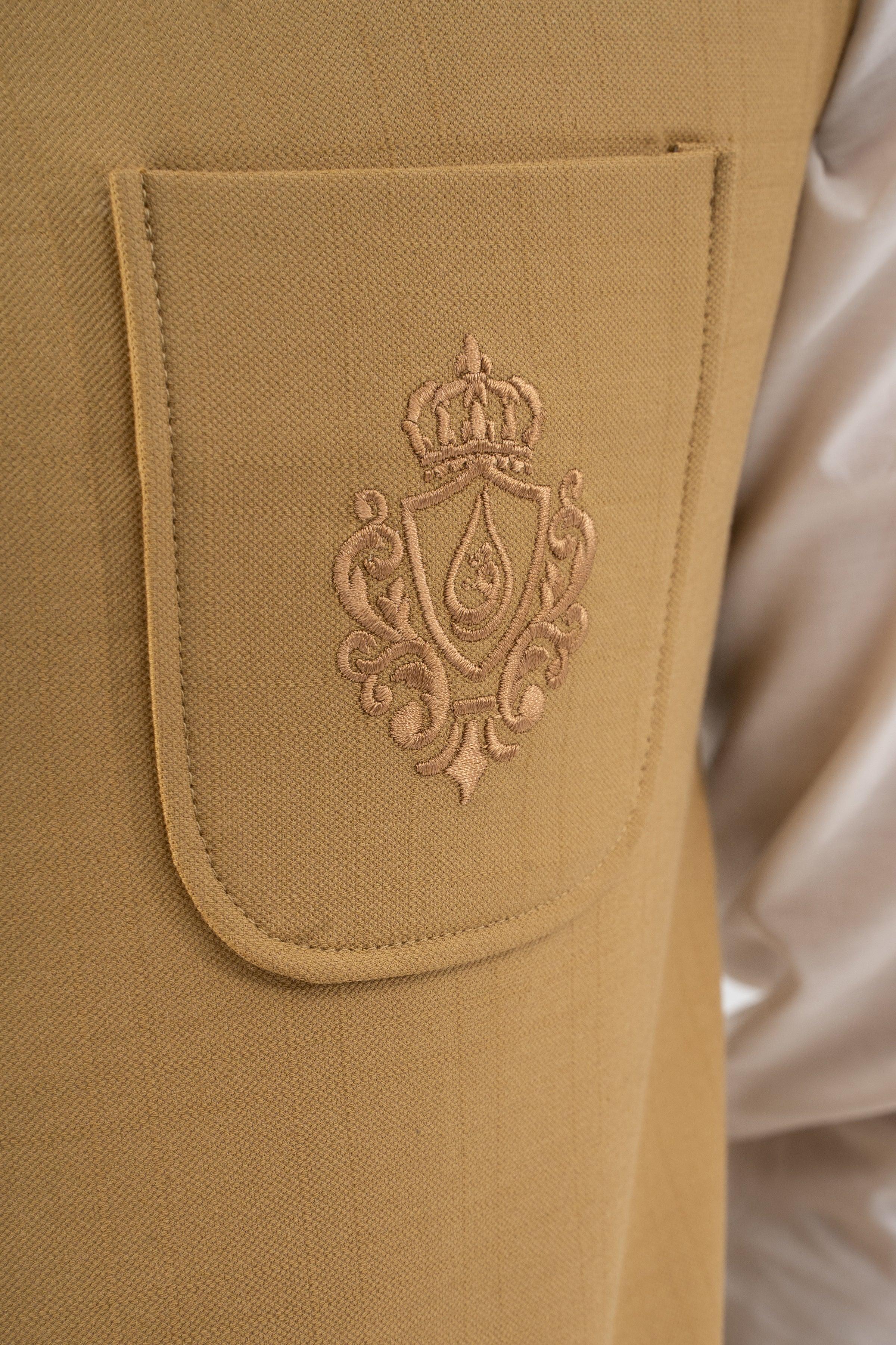 SIGNATURE EMBROIDERY WAISTCOAT MUSTARD YELLOW at Charcoal Clothing