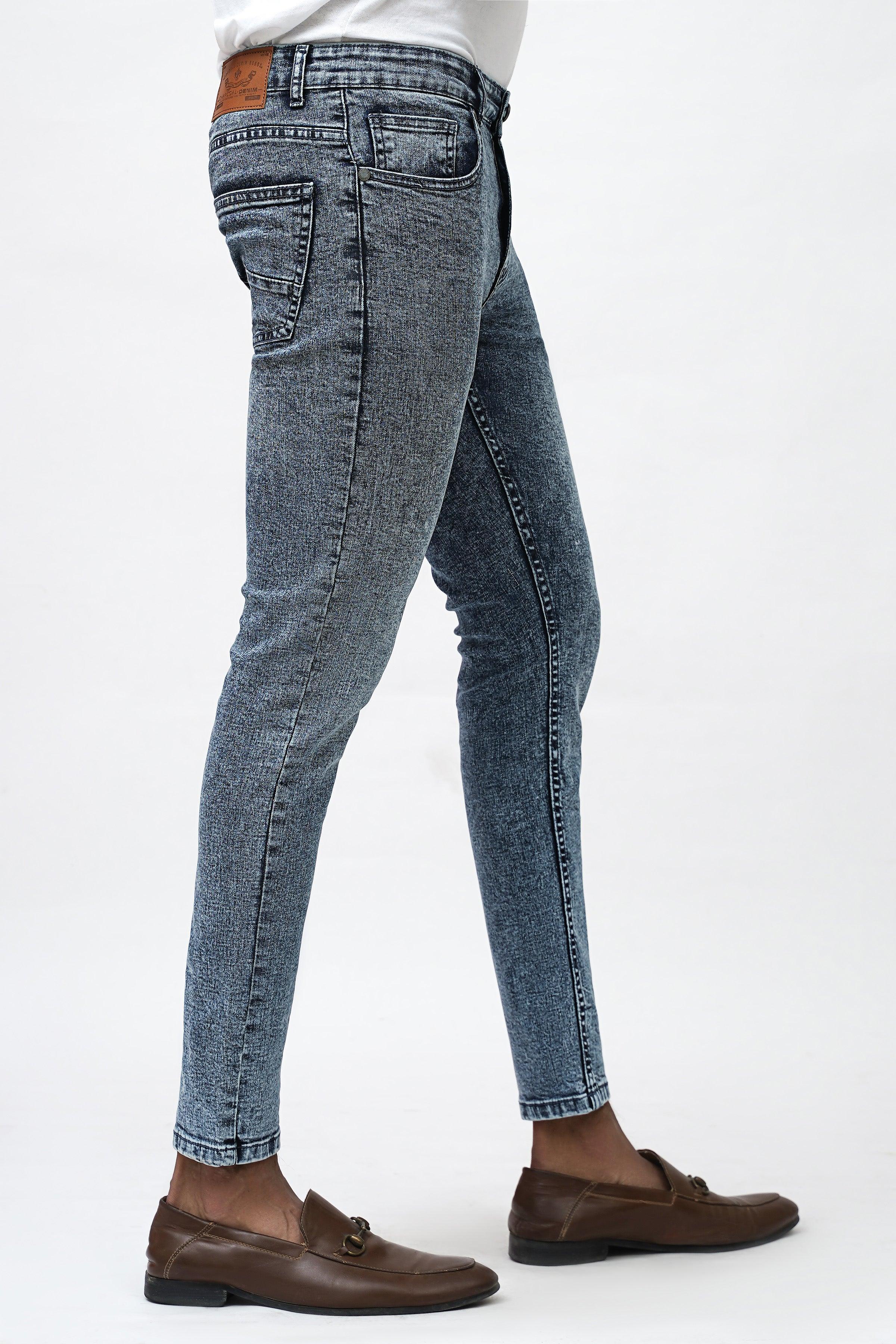 SKINNY FIT LIGHT BLUE RANDOM DENIM JEANS at Charcoal Clothing