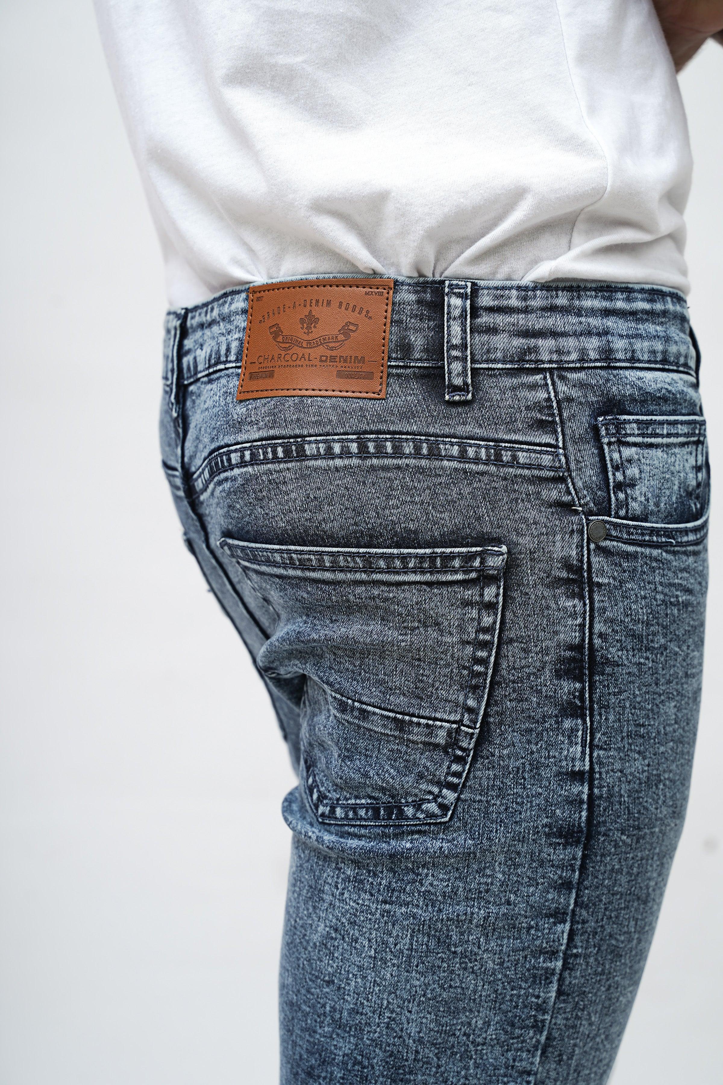 SKINNY FIT LIGHT BLUE RANDOM DENIM JEANS at Charcoal Clothing