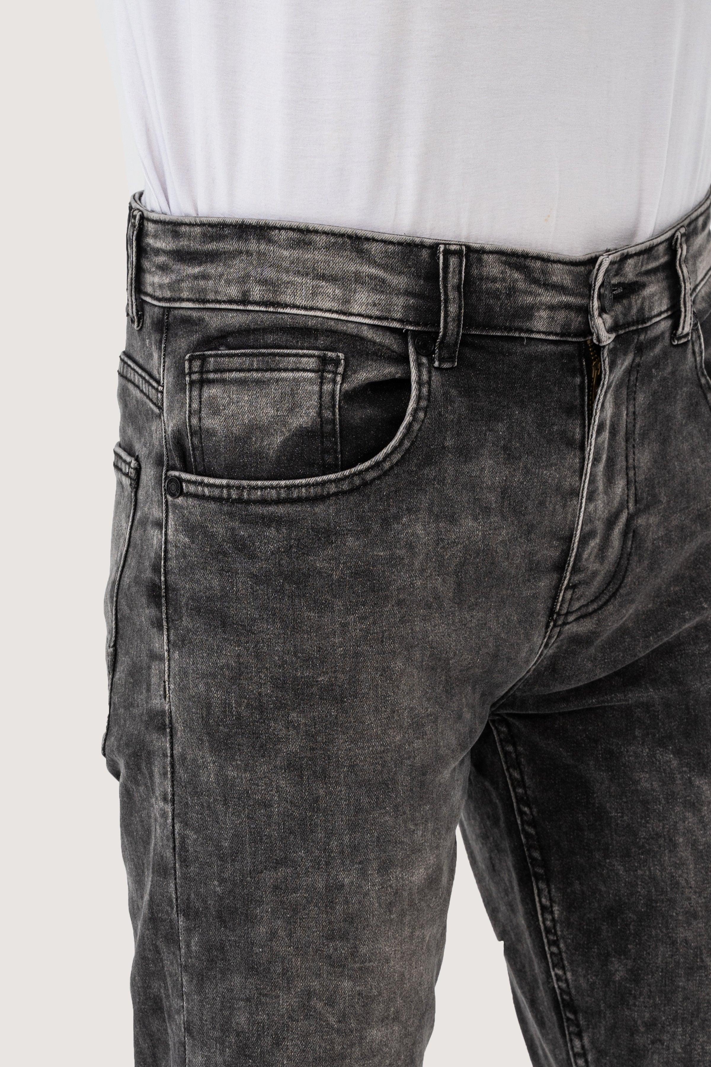 SKINNY LEG DENIM JEANS GREY RANDOM WASHED at Charcoal Clothing