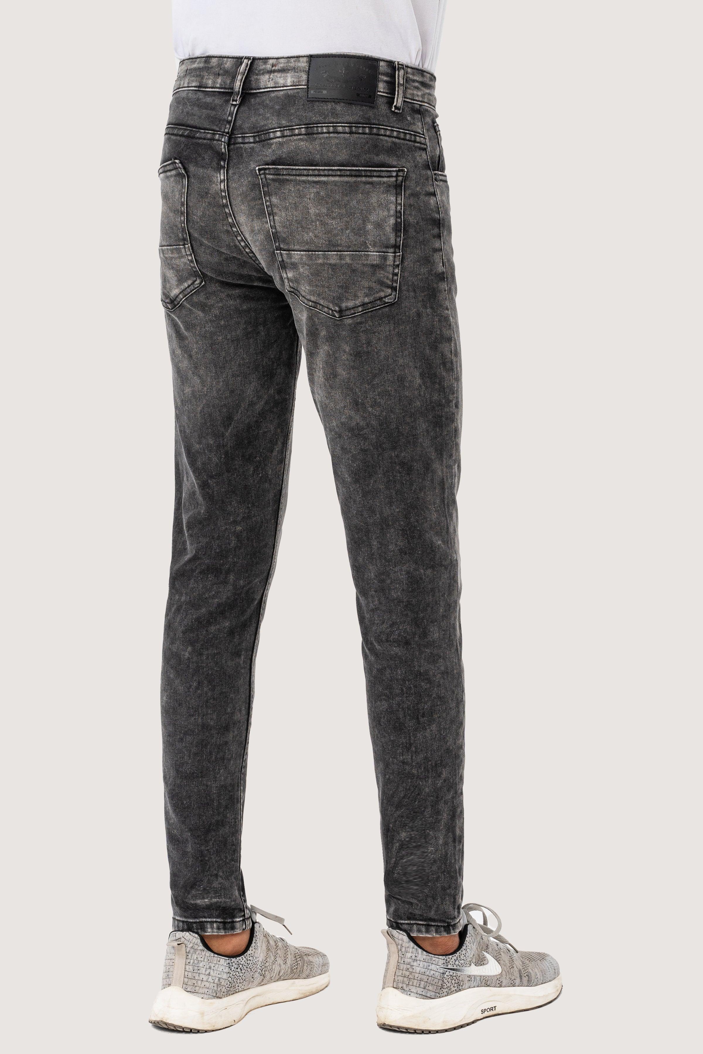 SKINNY LEG DENIM JEANS GREY RANDOM WASHED at Charcoal Clothing
