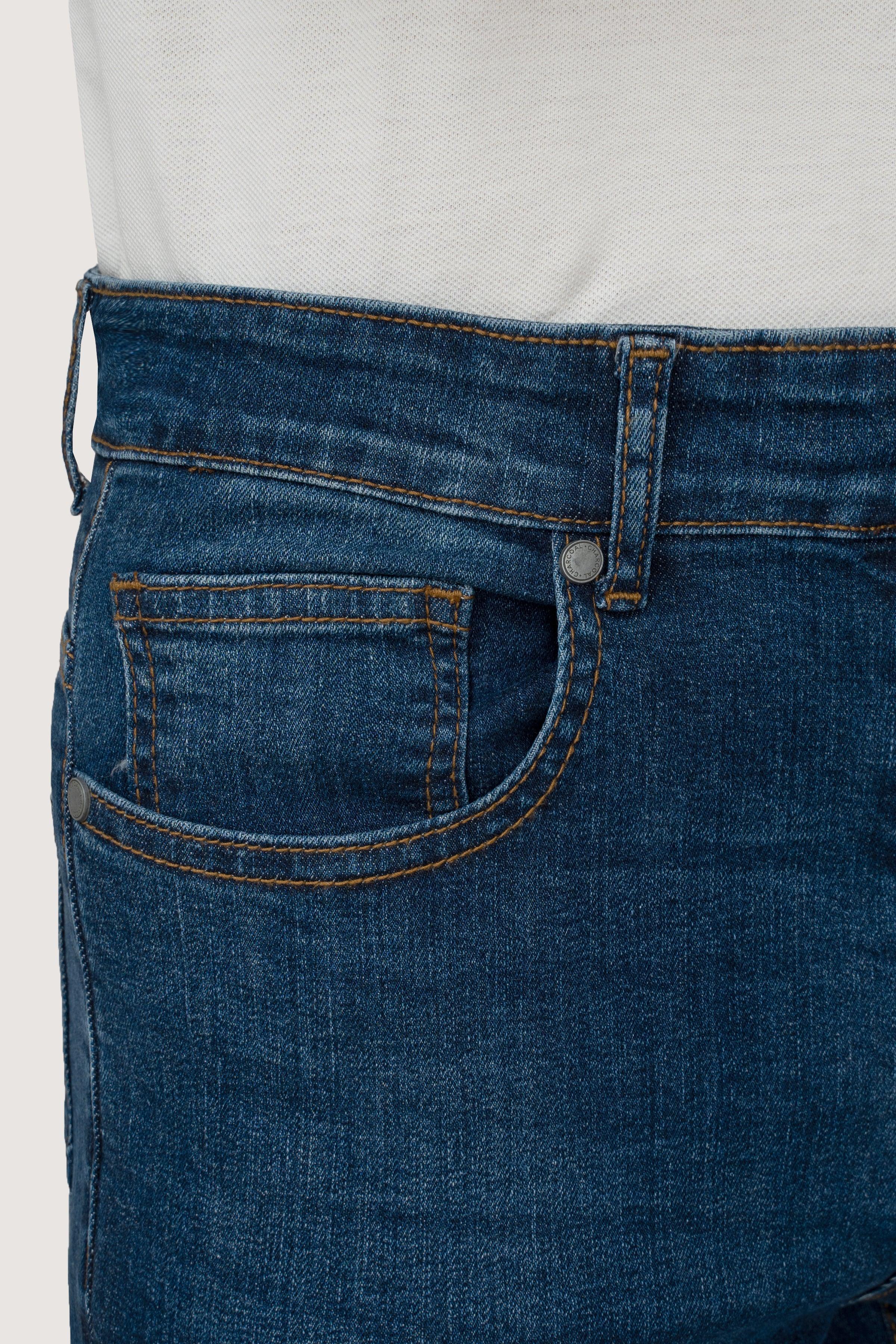 SKINNY LEG DENIM JEANS MID BLUE at Charcoal Clothing