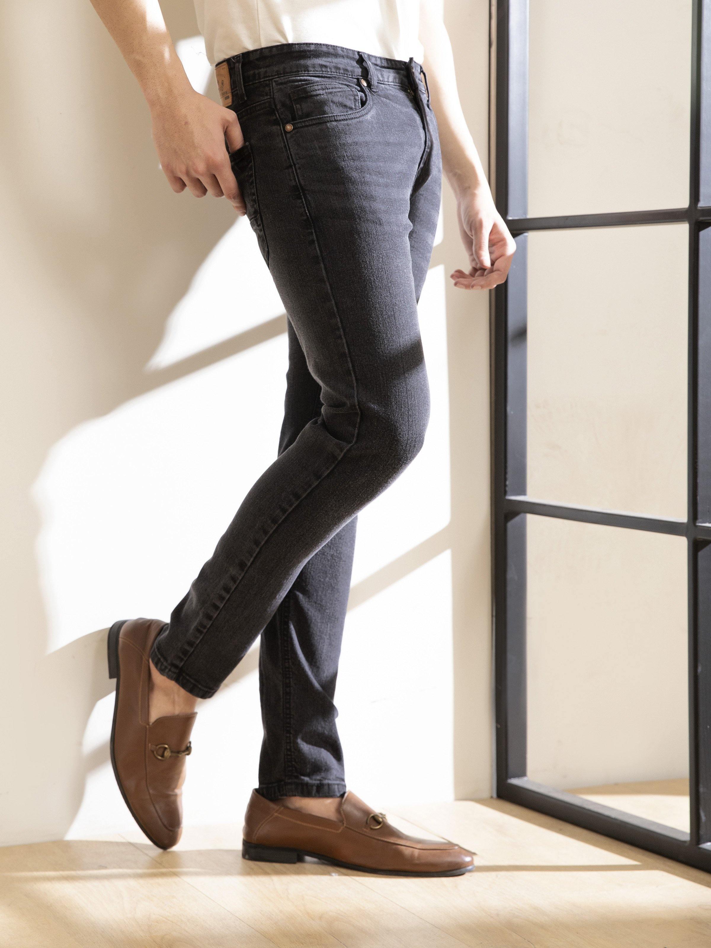 SKINNY LEG JEANS DARK GREY at Charcoal Clothing