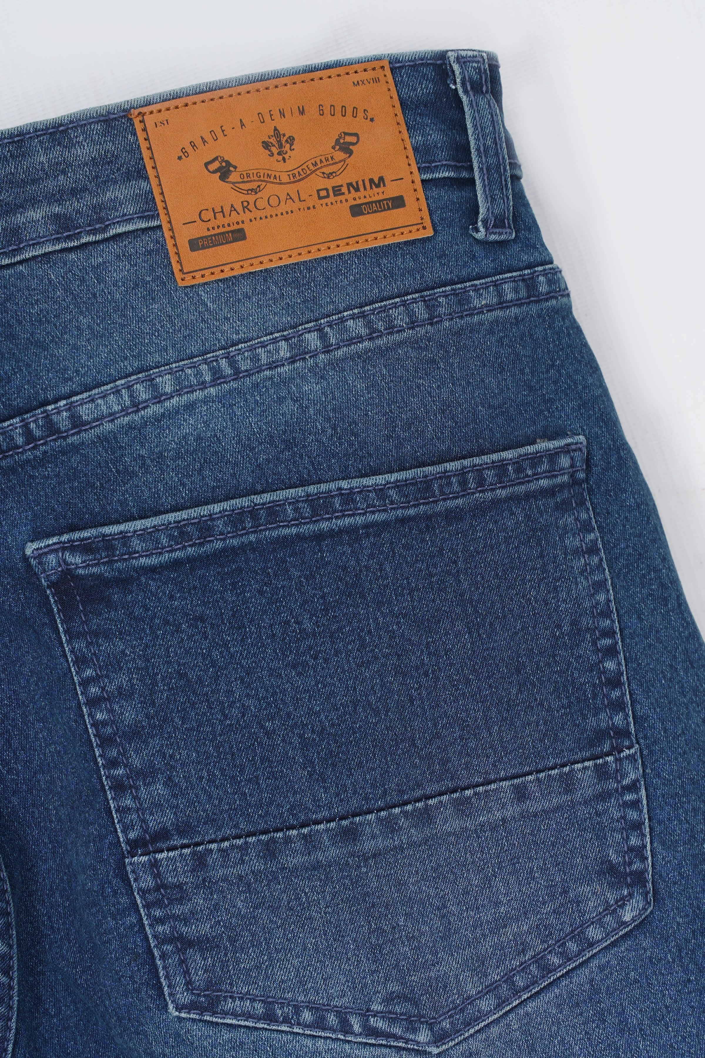 SKINNY LEG JEANS MID BLUE at Charcoal Clothing