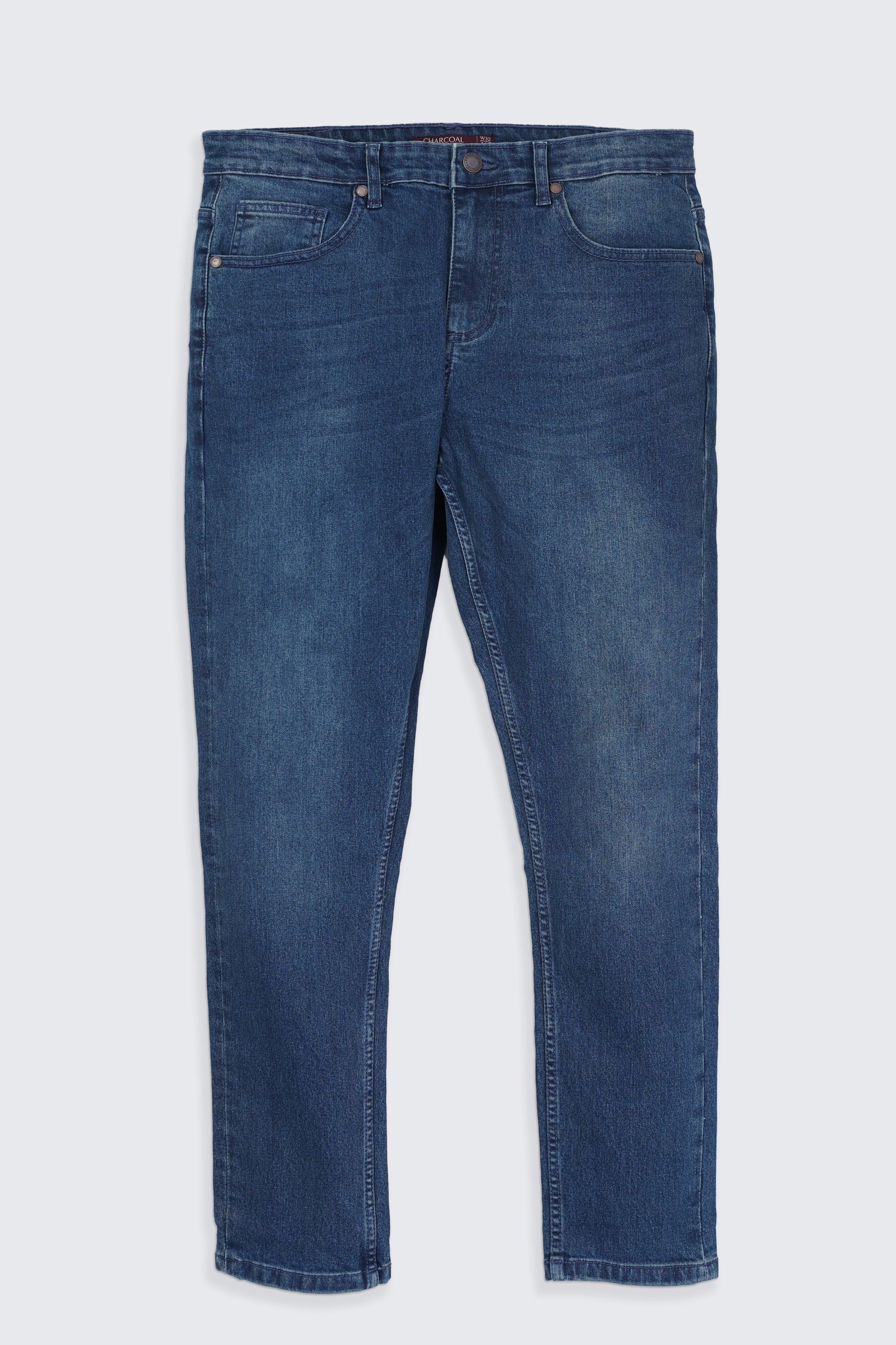 SKINNY LEG JEANS MID BLUE at Charcoal Clothing