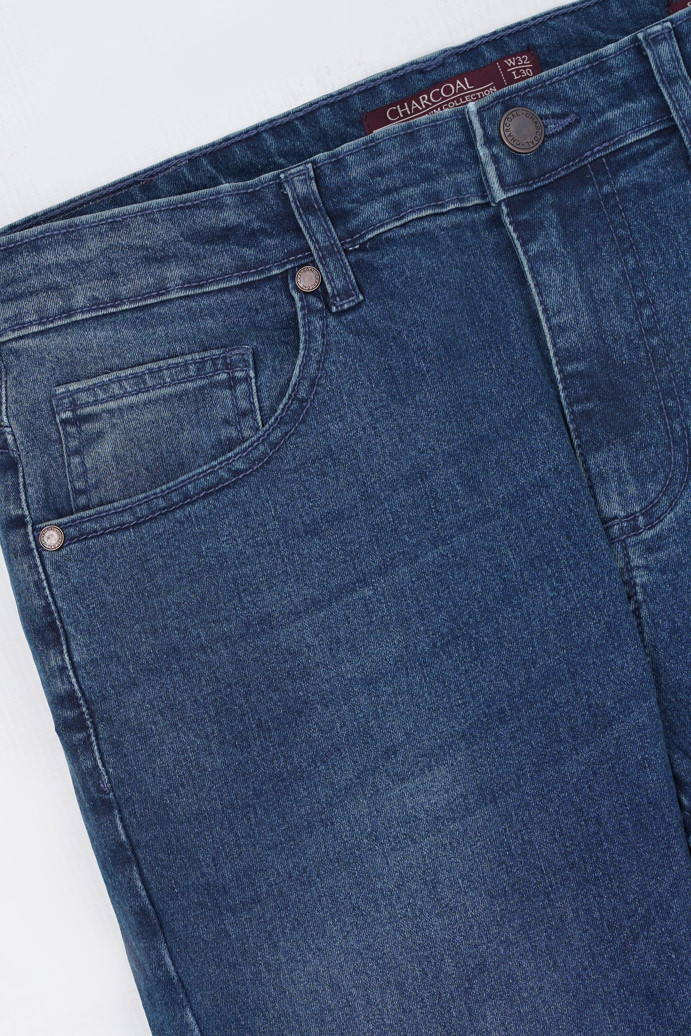 SKINNY LEG JEANS MID BLUE at Charcoal Clothing