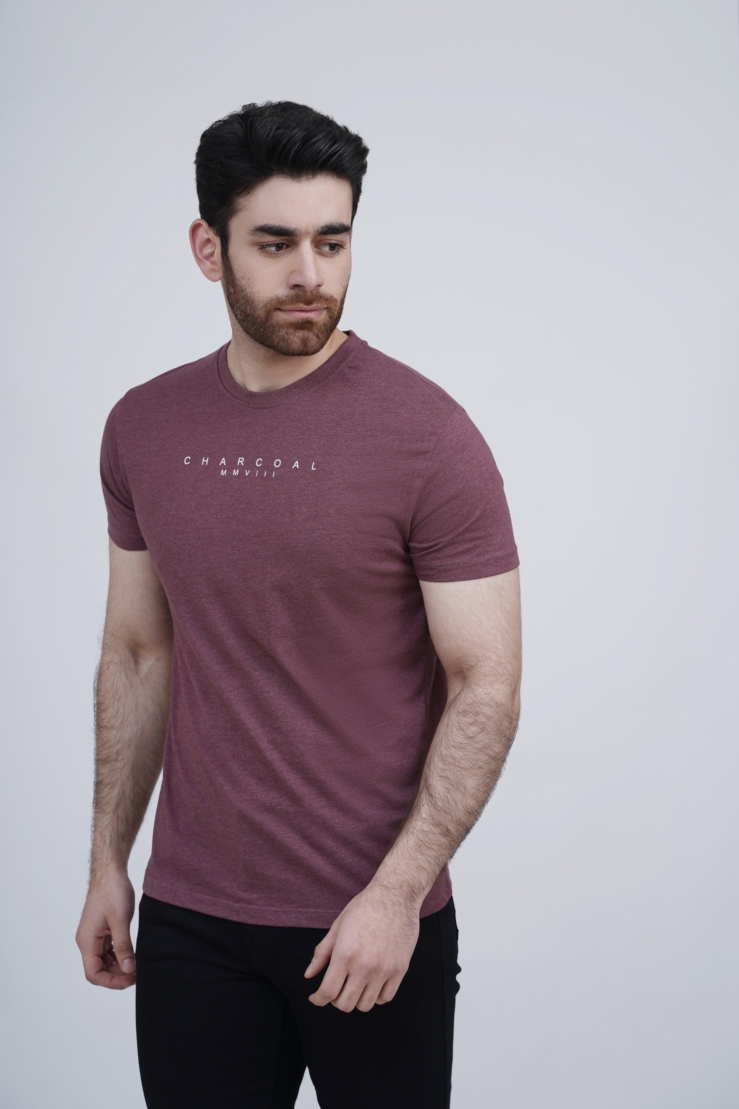 SLEEPWEAR T SHIRT MAROON MELANGE at Charcoal Clothing
