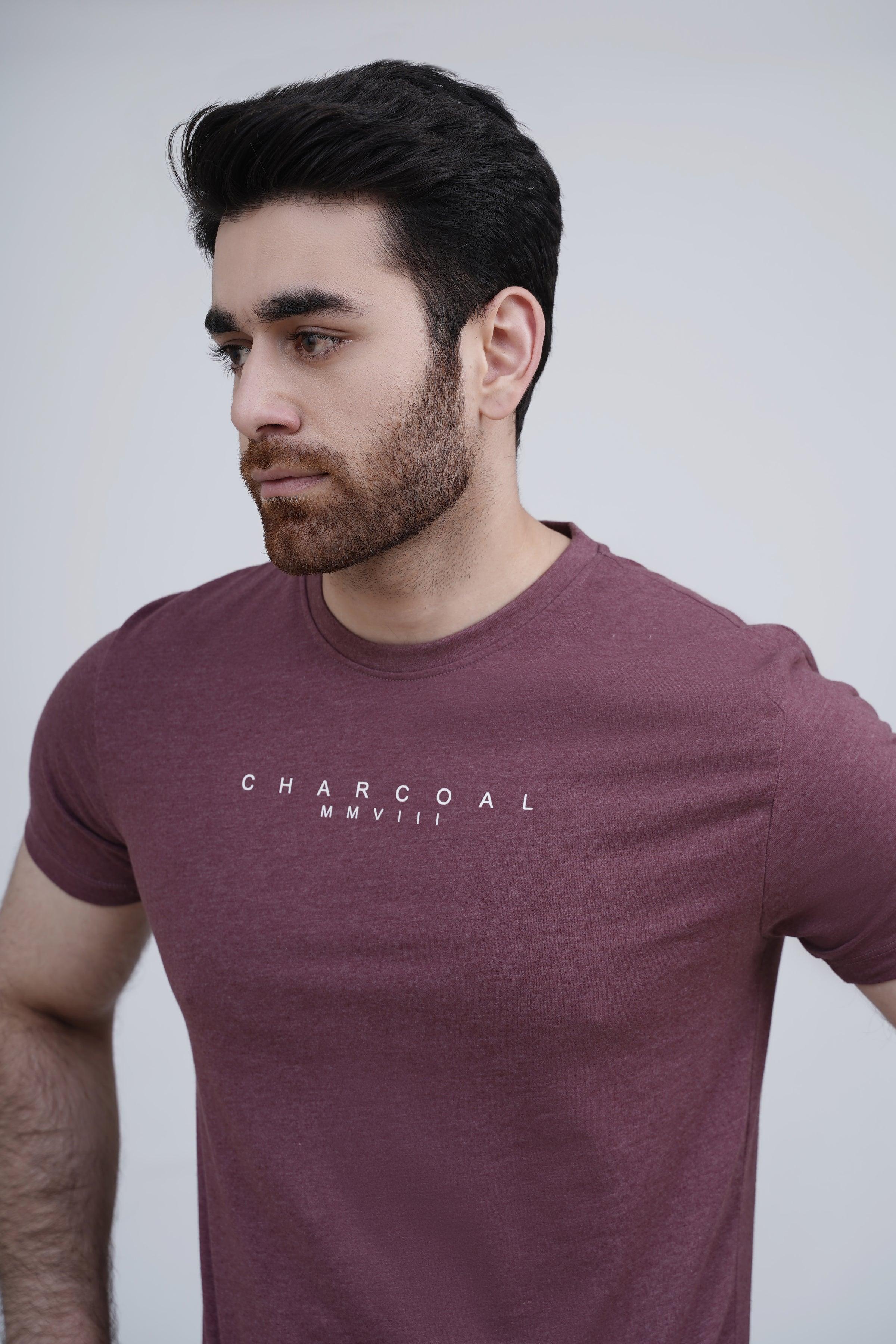 SLEEPWEAR T SHIRT MAROON MELANGE at Charcoal Clothing