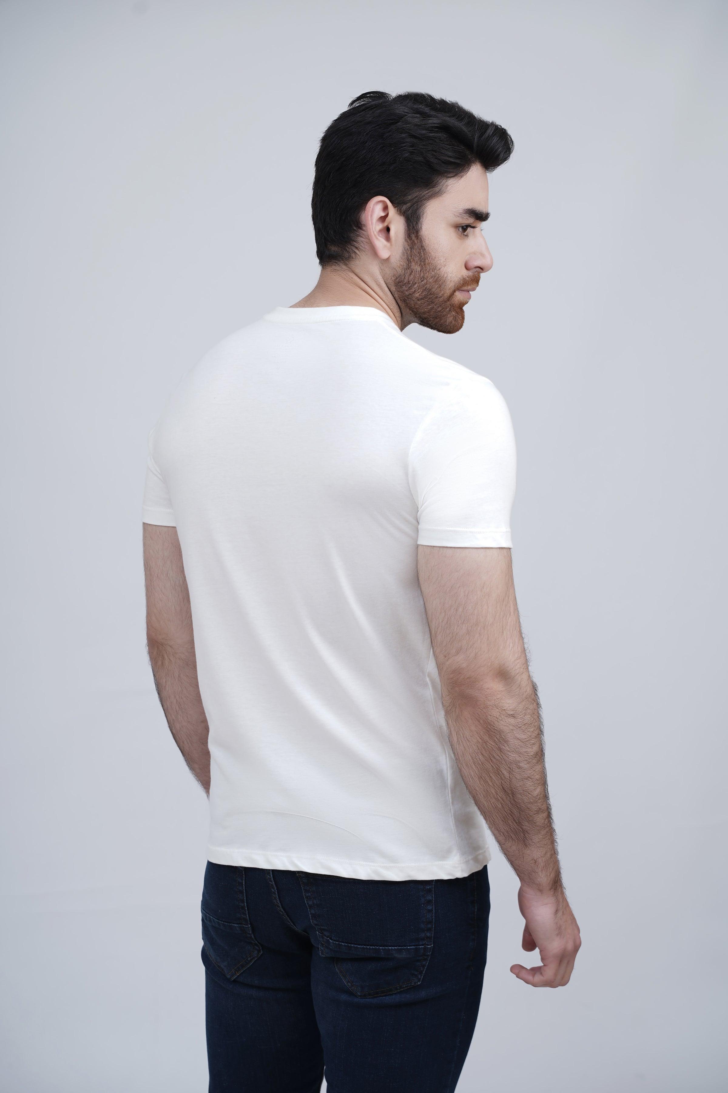 White crew-neck sleepwear T-shirt with short sleeves and plain back