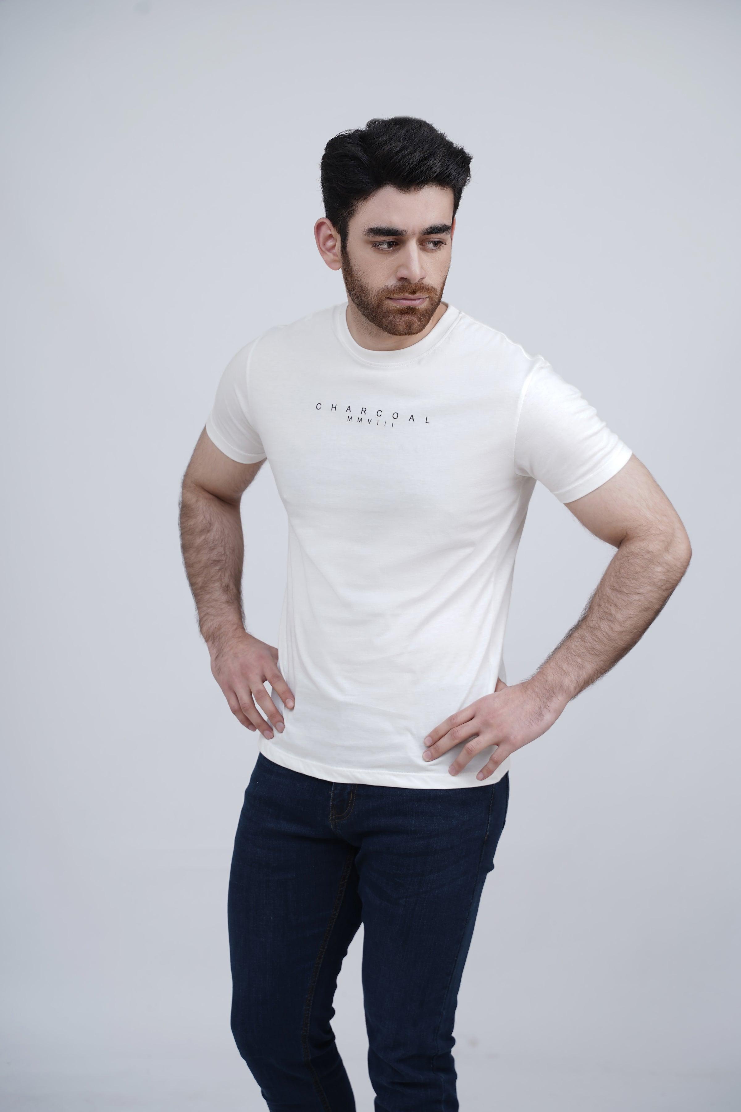 White crew-neck sleepwear T-shirt with short sleeves and small chest logo