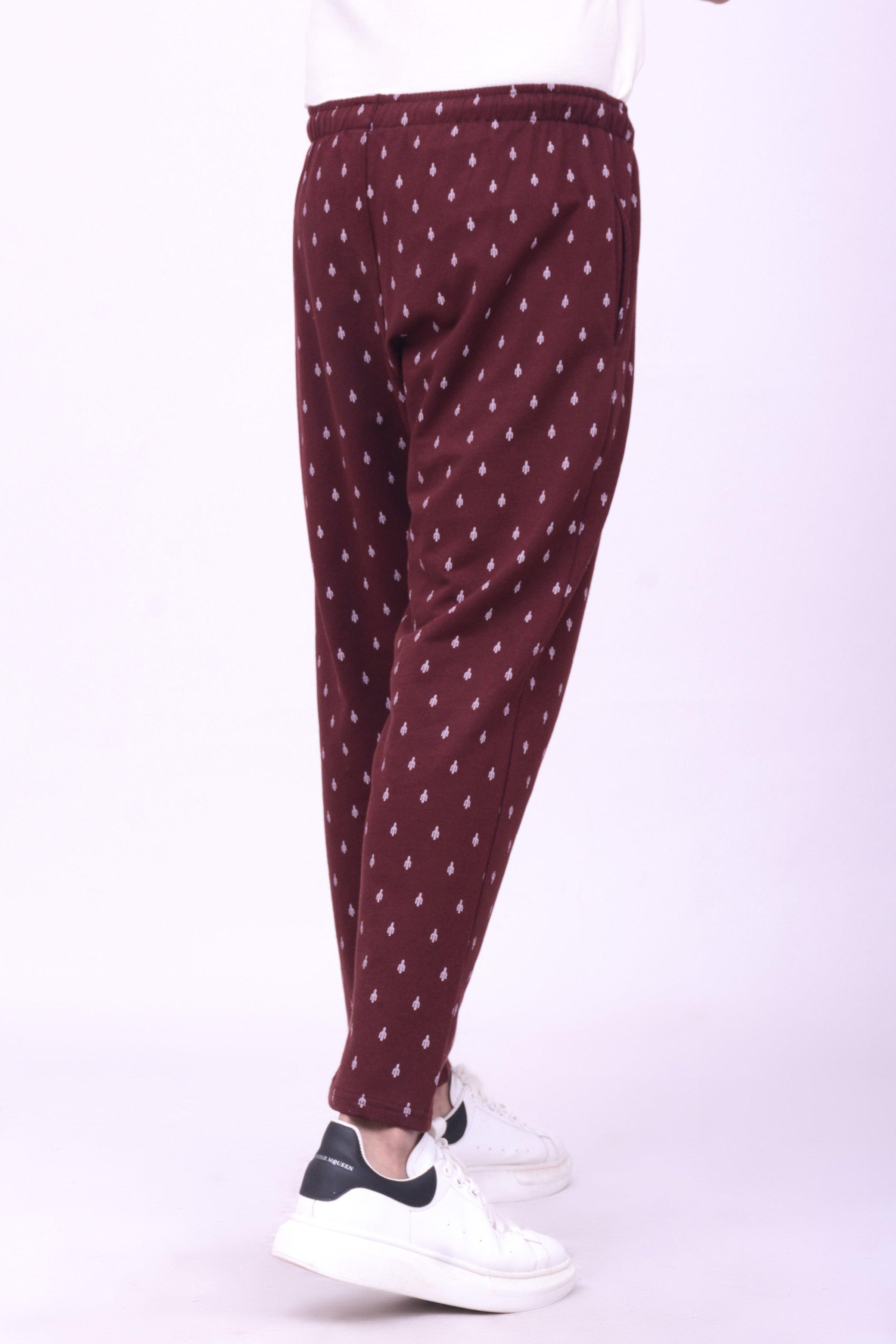SLEEPWEAR TROUSER MAROON PRINTED at Charcoal Clothing