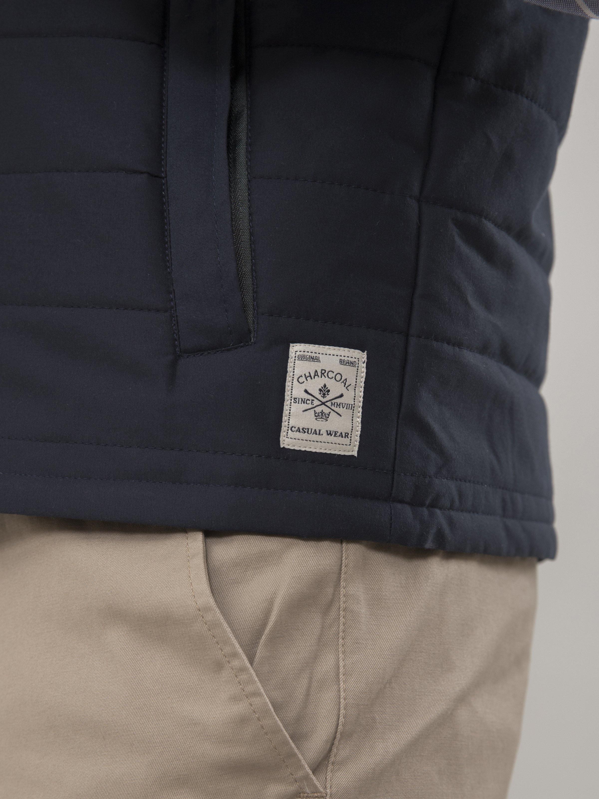 SLEEVELESS QUILTED NAVY JACKET at Charcoal Clothing