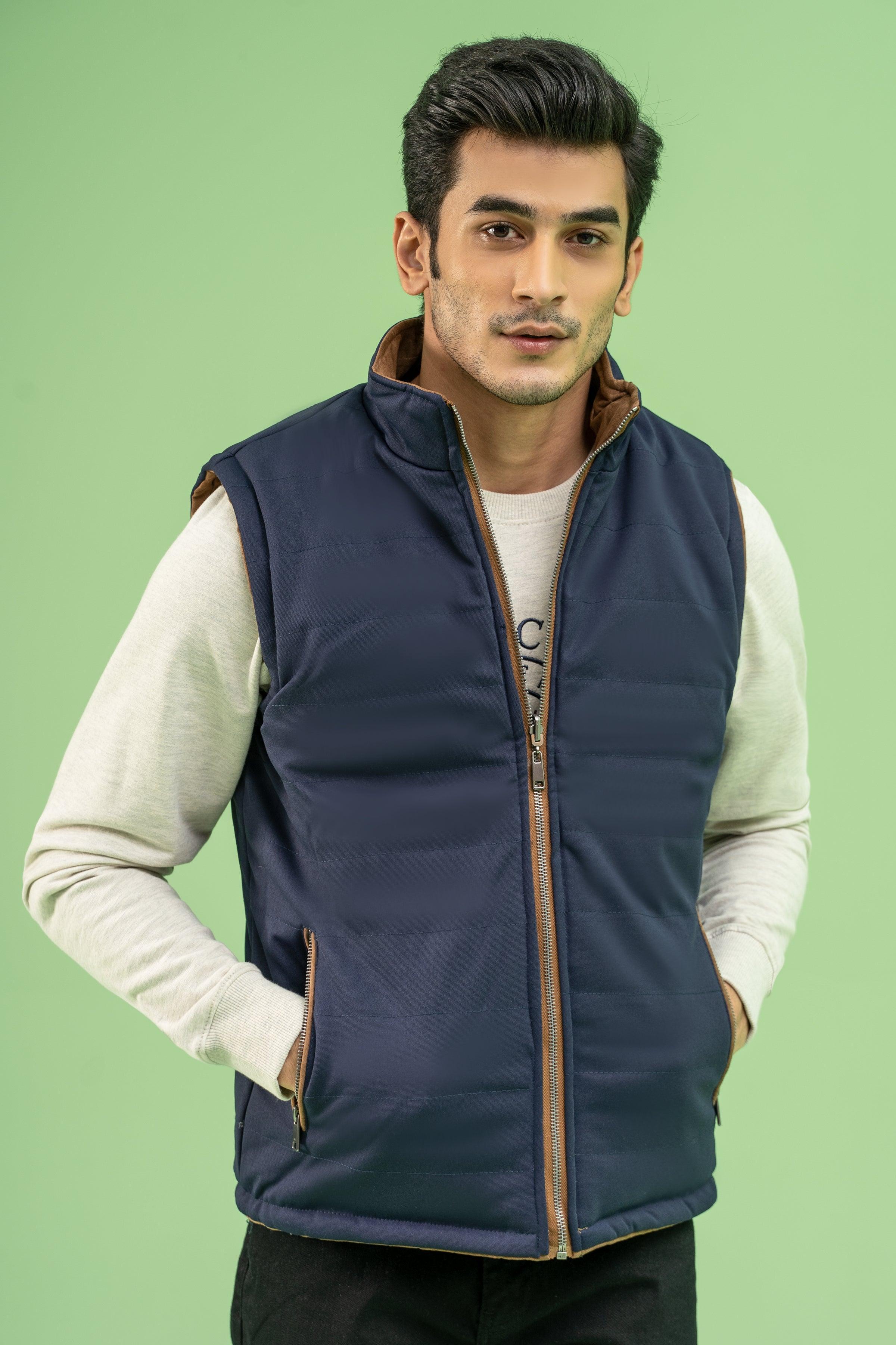 SLEEVELESS REVERSIBLE SUEDE JACKET BROWN at Charcoal Clothing