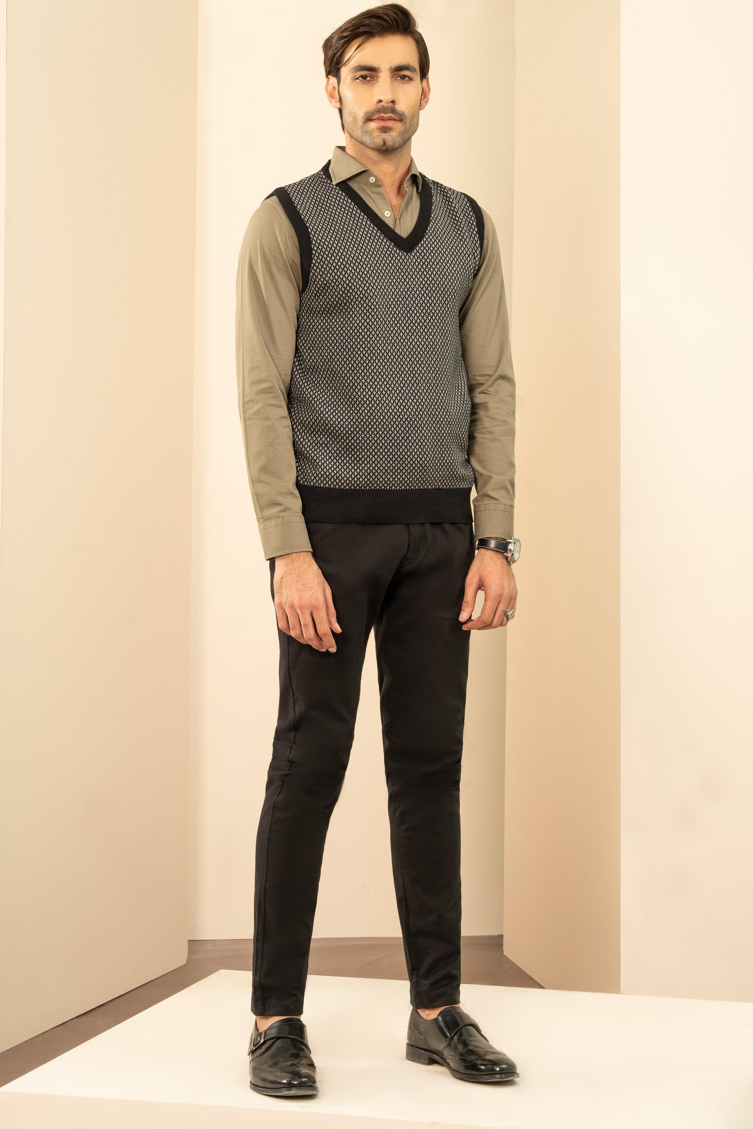 SLEEVELESS SWEATER BLACK GREY at Charcoal Clothing