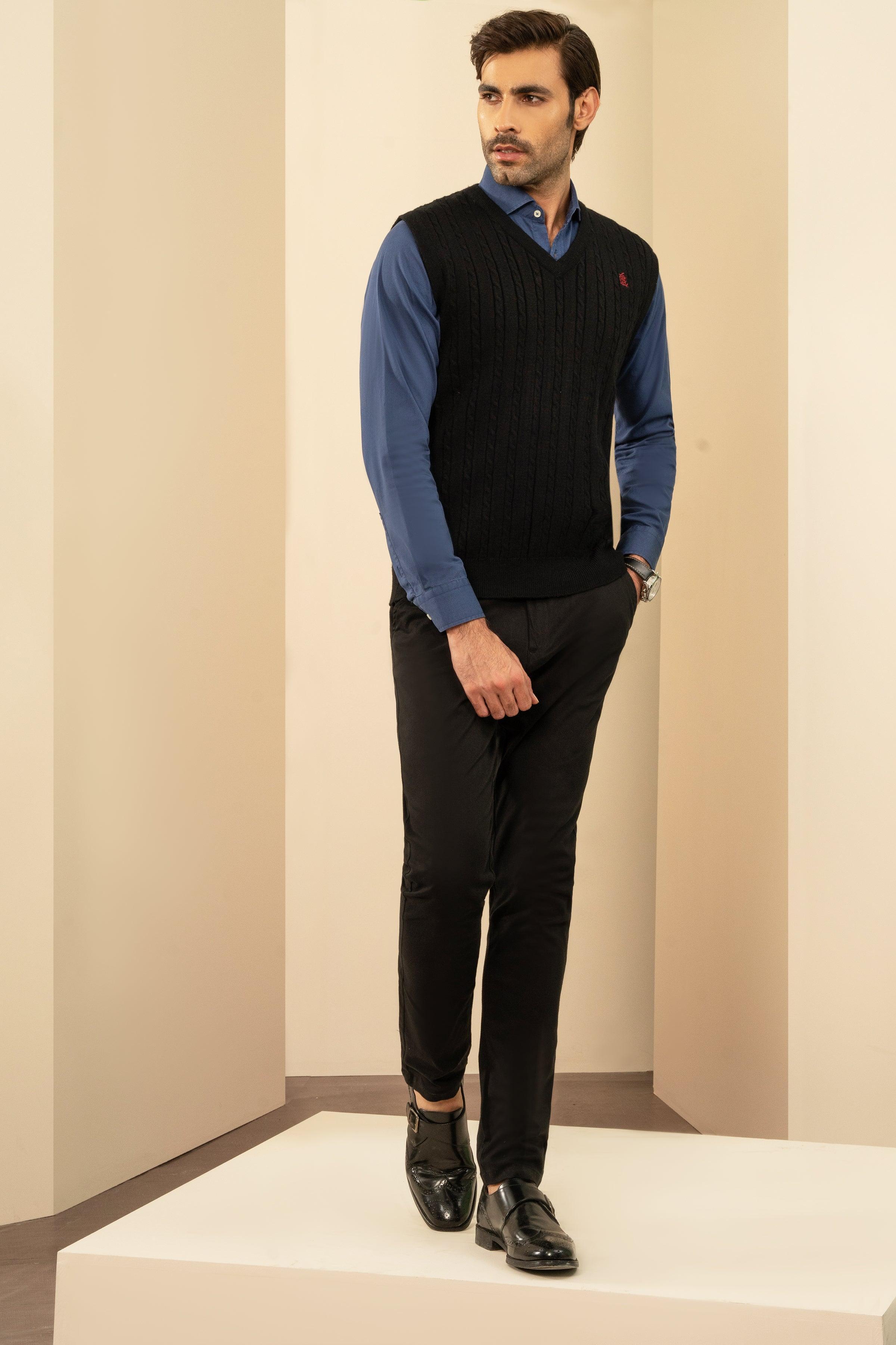 SLEEVELESS SWEATER BLACK at Charcoal Clothing