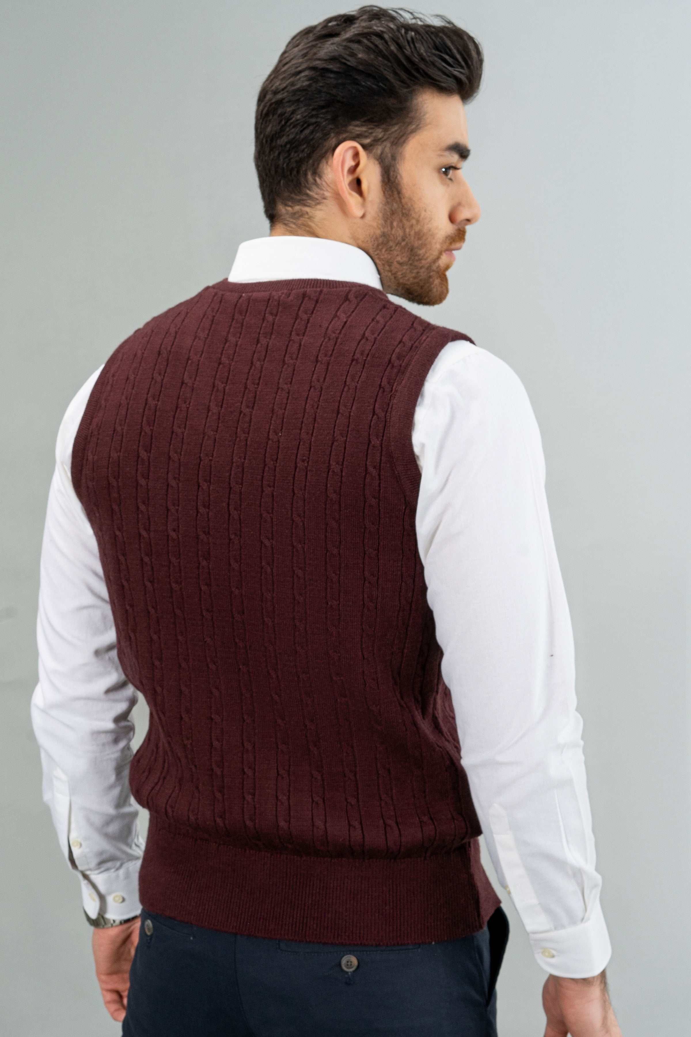 SLEEVELESS SWEATER MAROON at Charcoal Clothing