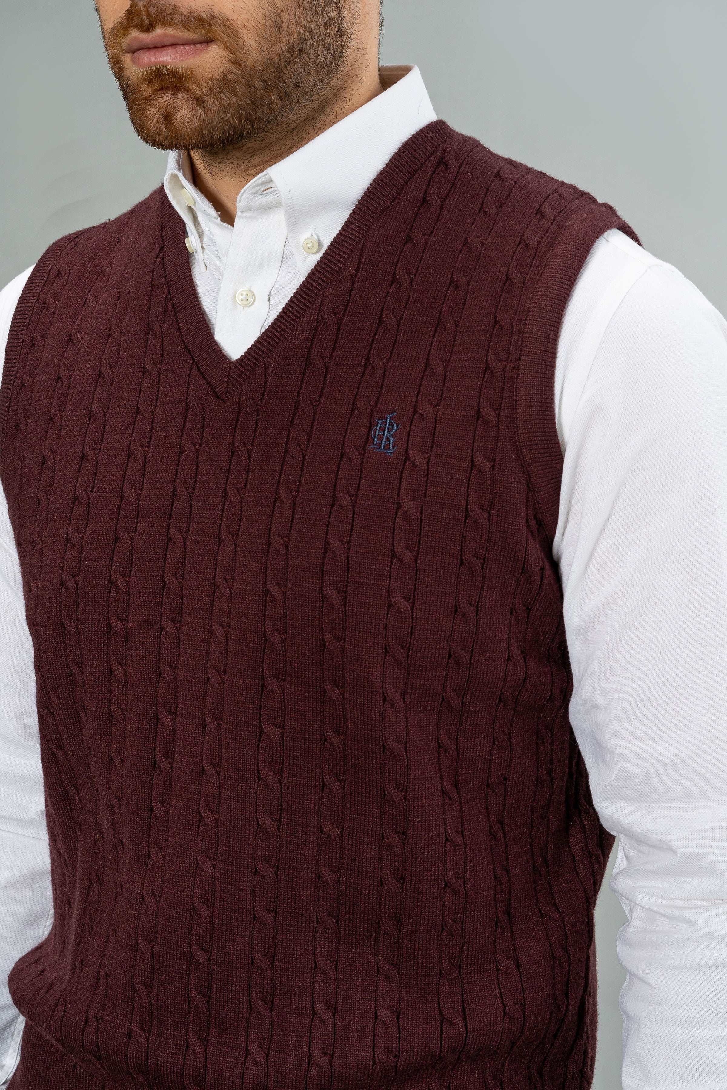 SLEEVELESS SWEATER MAROON at Charcoal Clothing