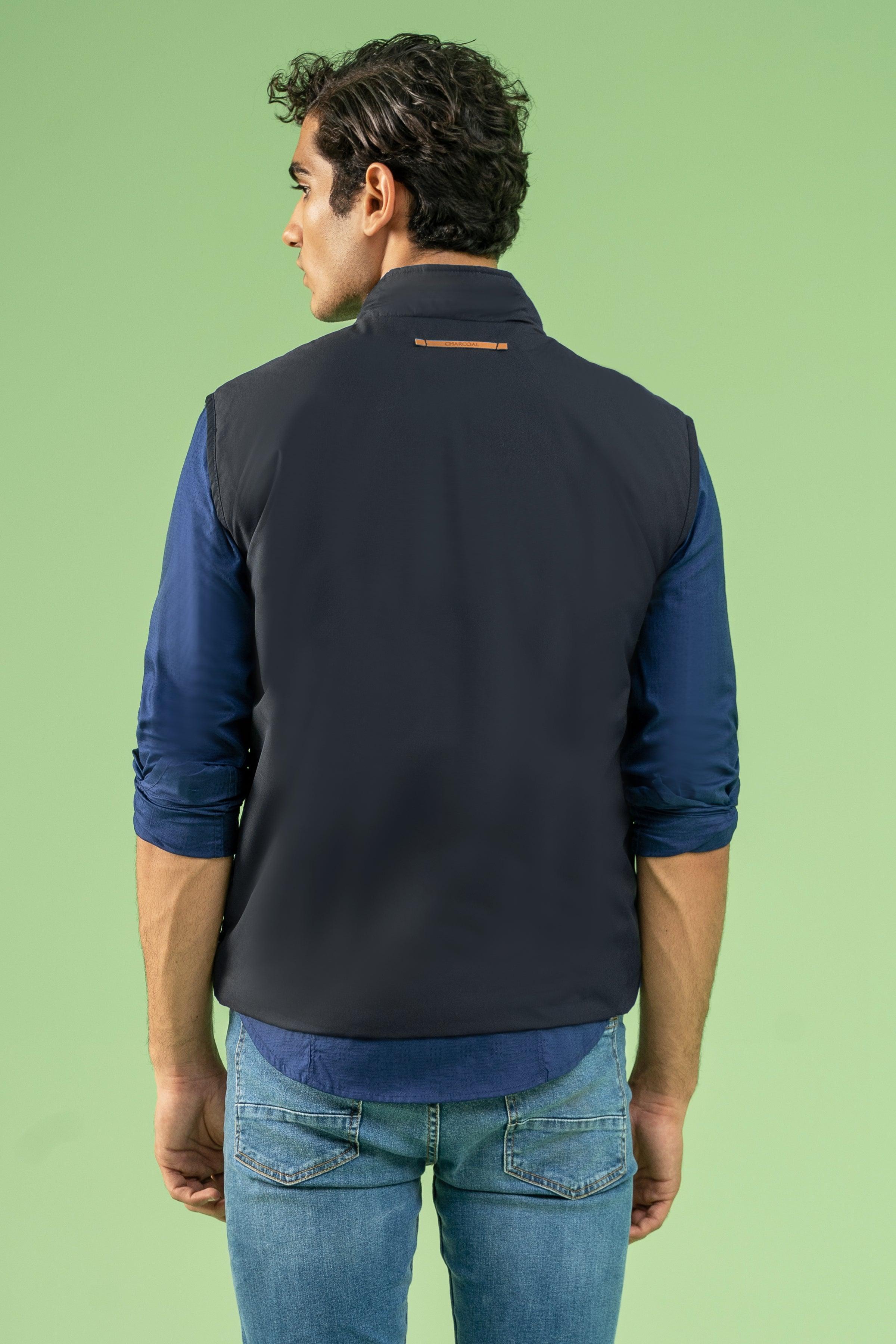 SLEEVELESS WADDED COTTON JACKET BLACK at Charcoal Clothing
