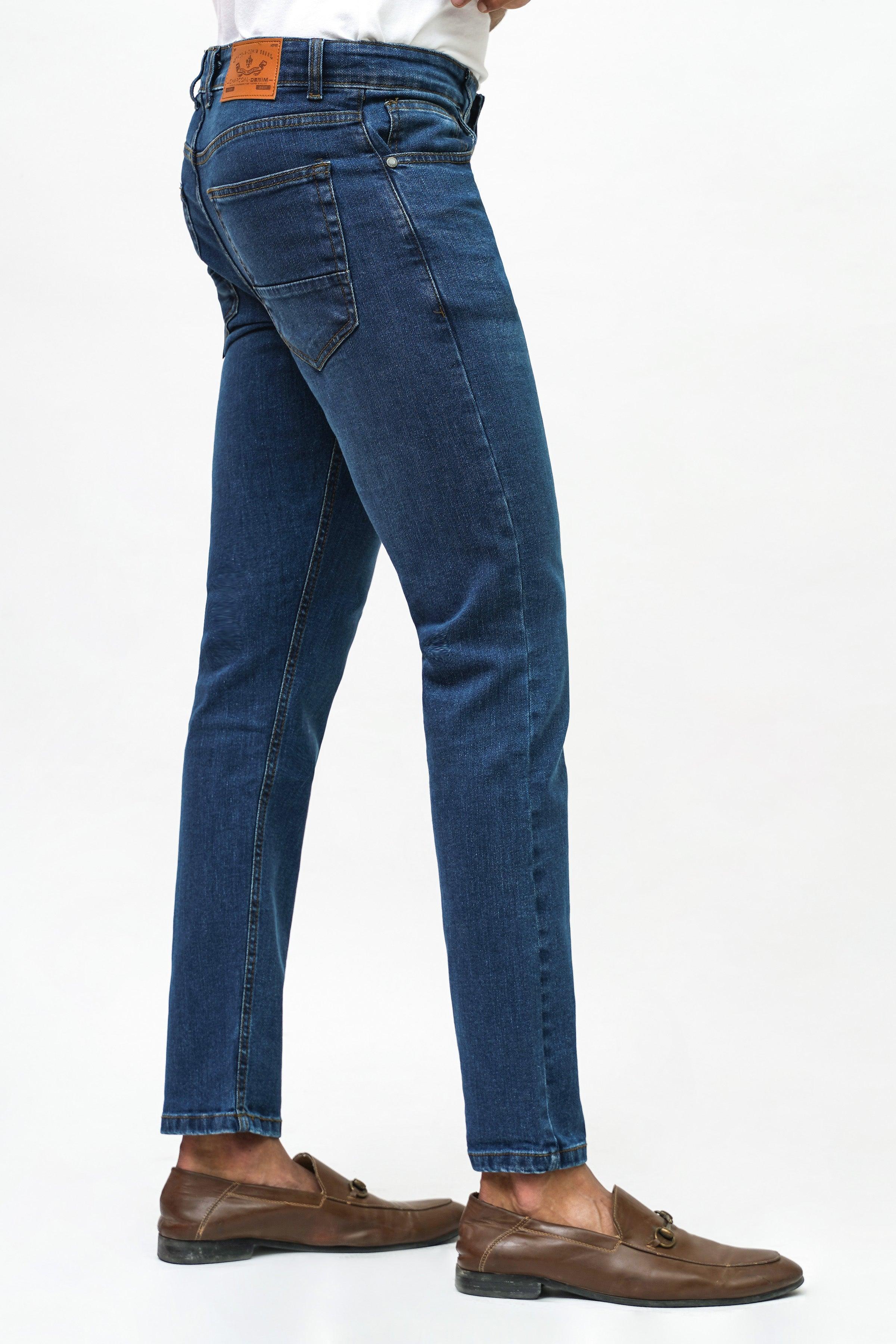 SLIM FIT DARK BLUE DENIM JEAN at Charcoal Clothing