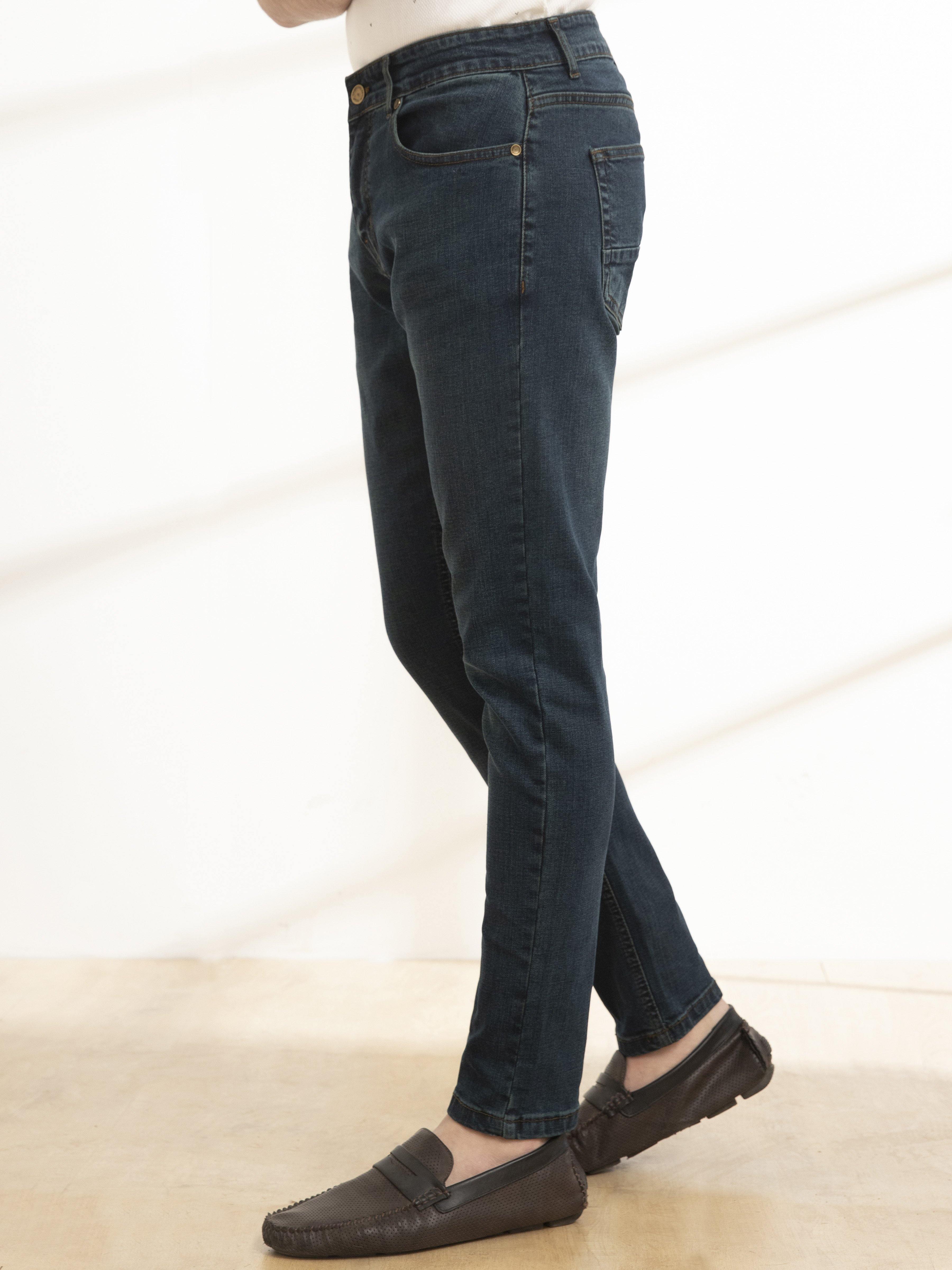 SLIM FIT JEANS GREEN TINT at Charcoal Clothing