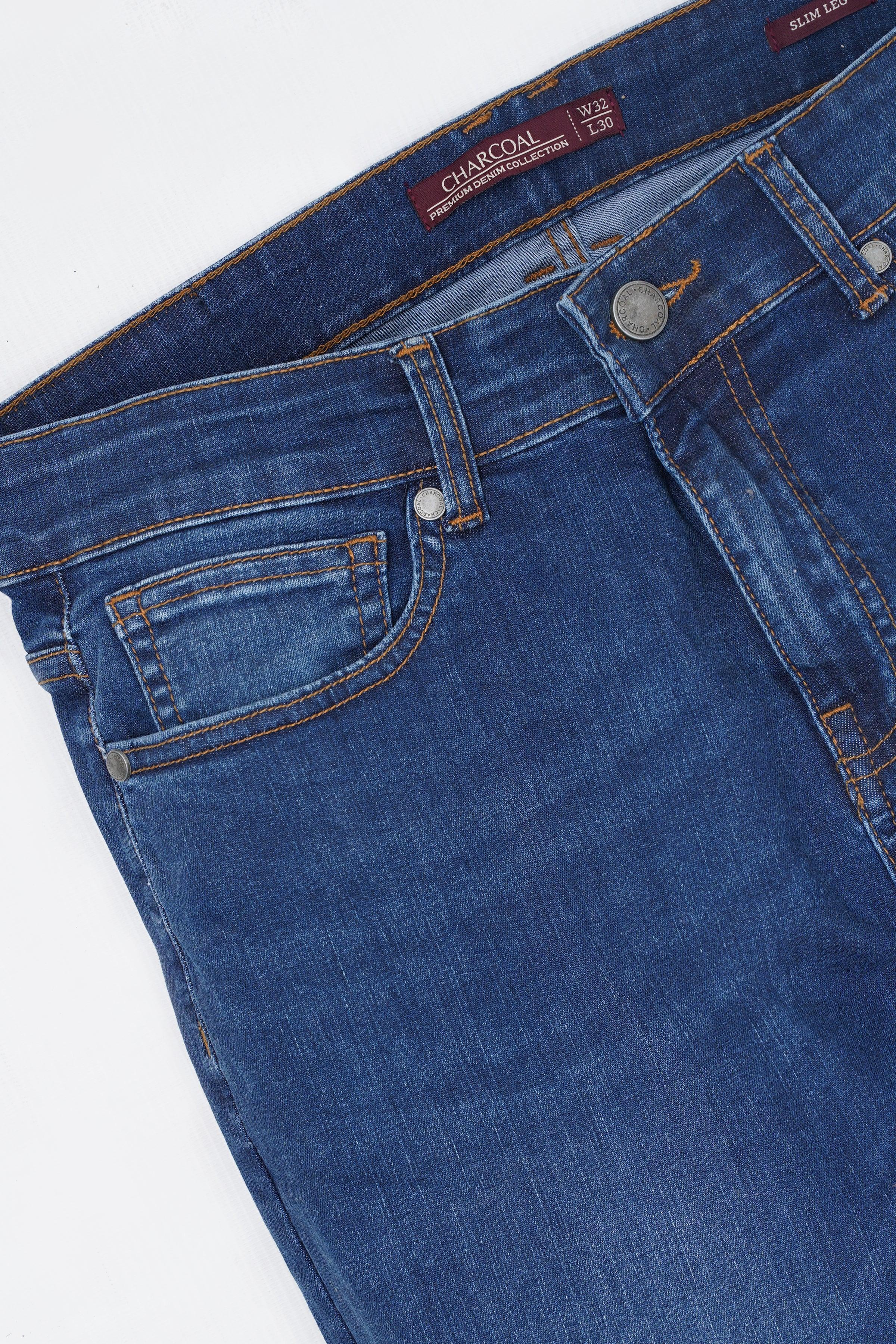 SLIM FIT LEG JEANS DARK BLUE at Charcoal Clothing
